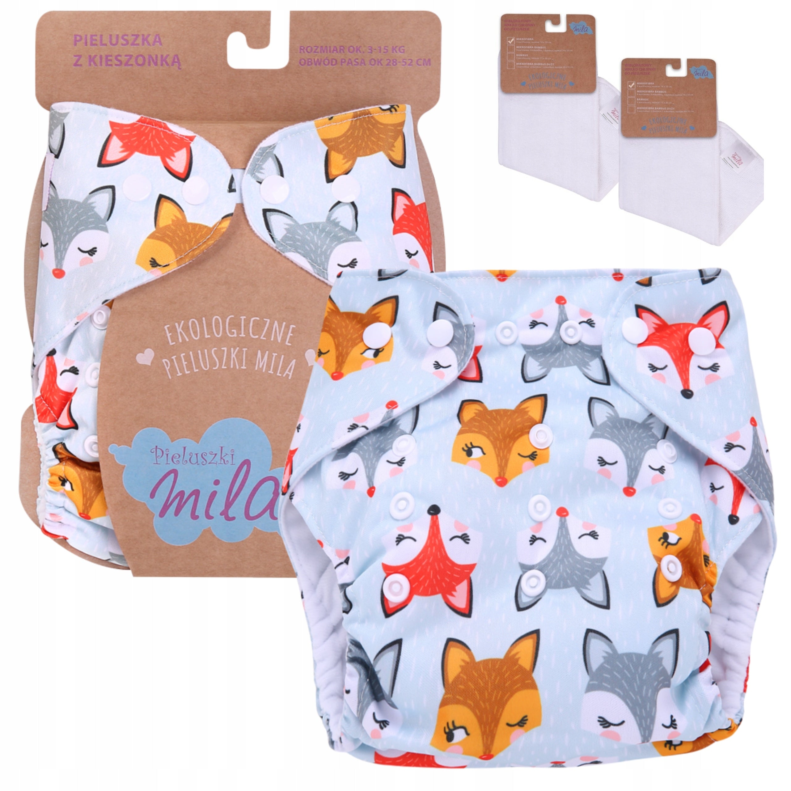 DIAPER Reusable Mile with Pocket + 2 CARTRIDGES FREEBIE Colorful Animals
