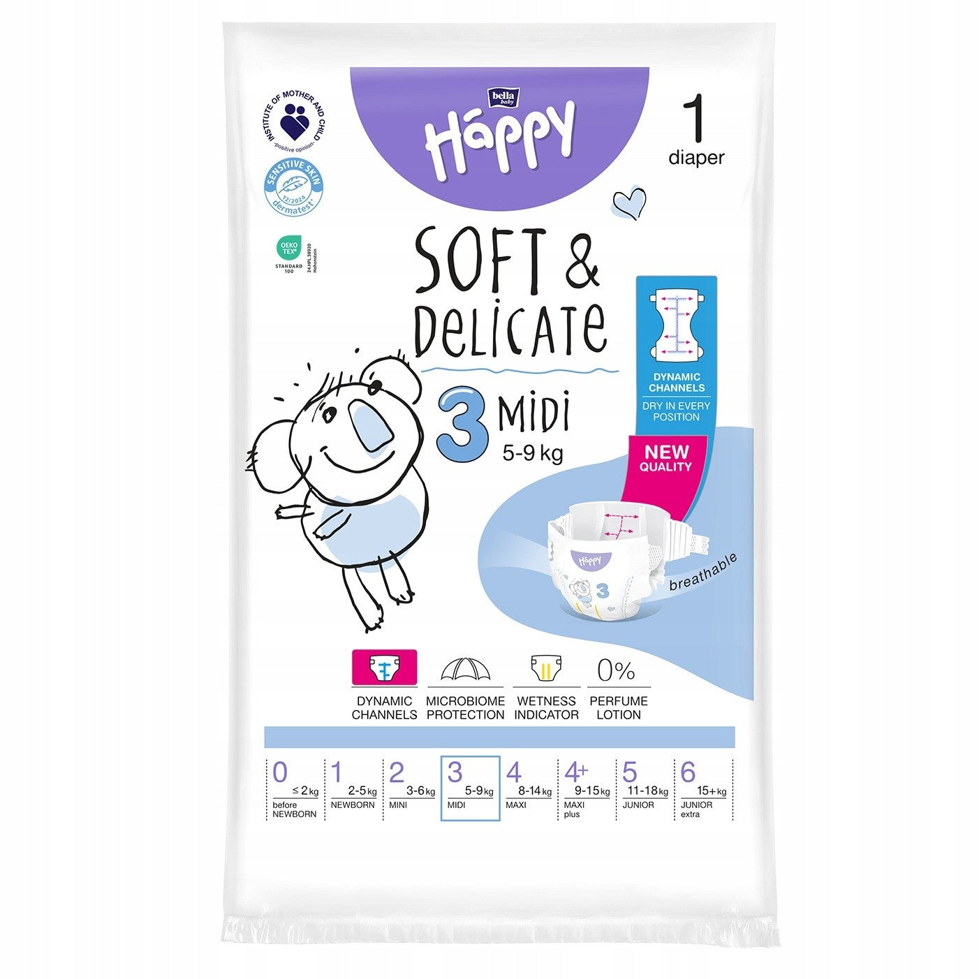 DIAPERS BELLA HAPPY 3 MIDI 5-9KG 1PC.