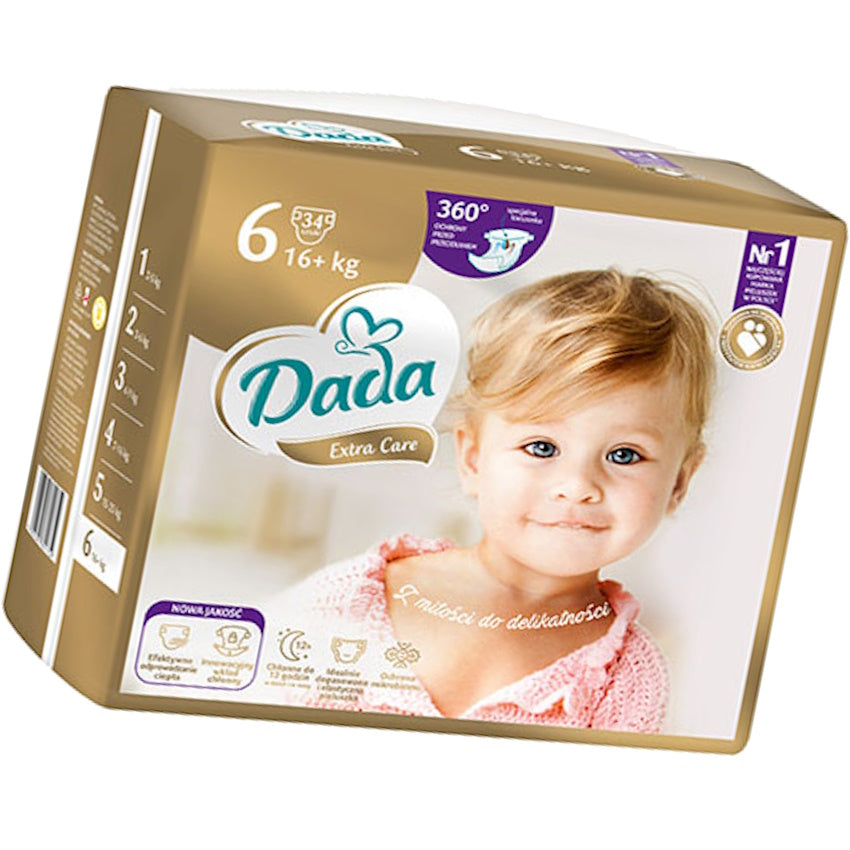 DIAPERS DADA EXTRA CARE 6 XL PAMPERS 16+kg 4x34 136 pcs!!!! NEW!!! EAN (GTIN) 5905118075351