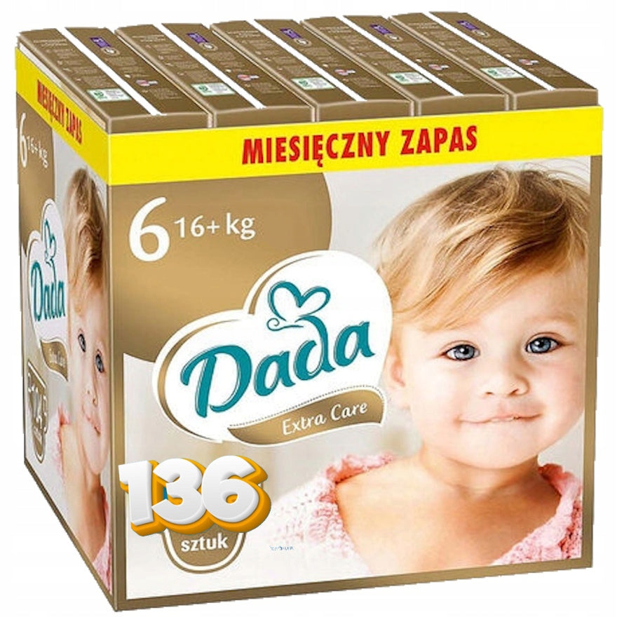 DIAPERS DADA EXTRA CARE 6 XL PAMPERS 16+kg 4x34 136 pcs!!!! NEW!!!