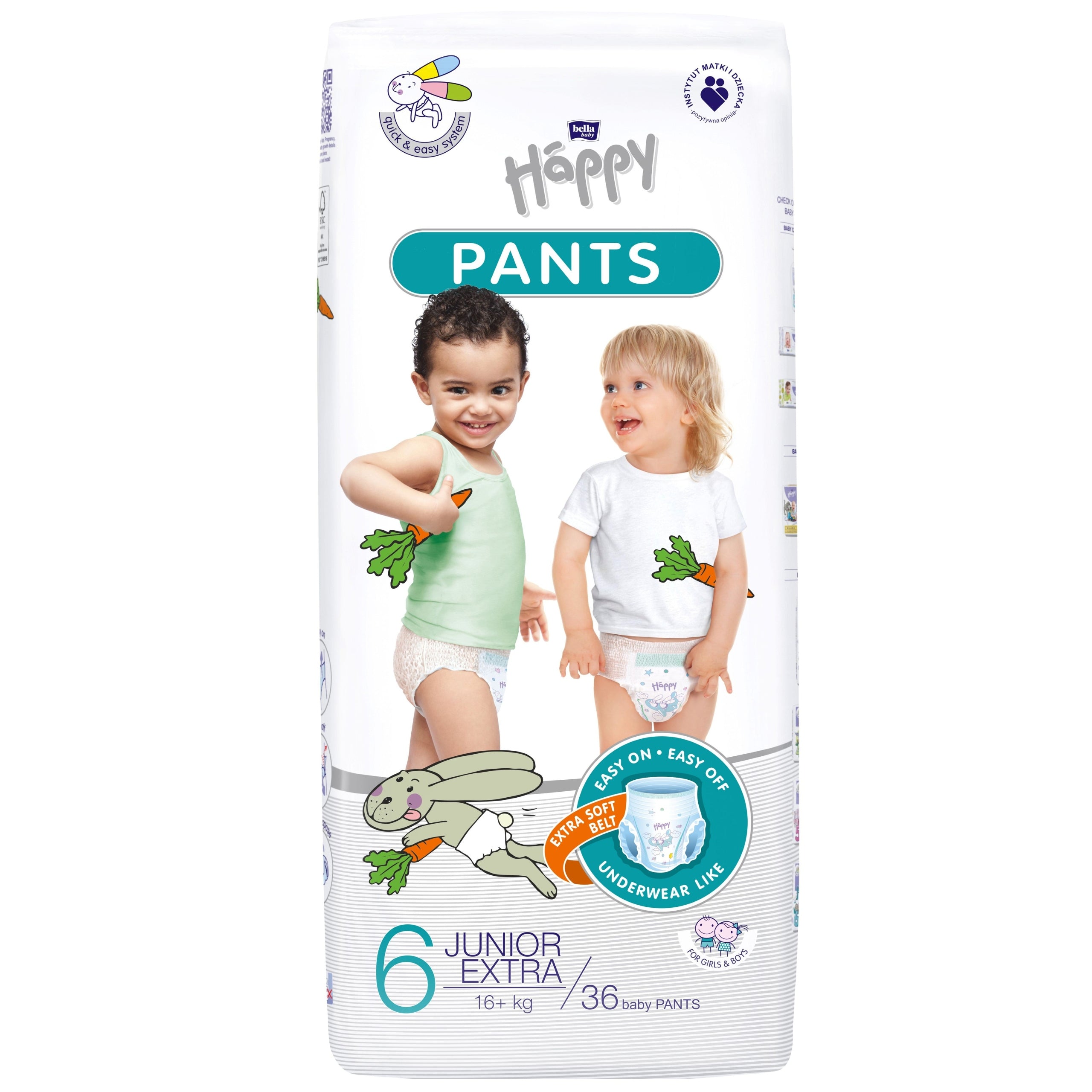 DIAPERS FOR CHILDREN HAPPY PANTS 6 JUNIOR EXTRA 16+KG 36PCS ABSORBENT