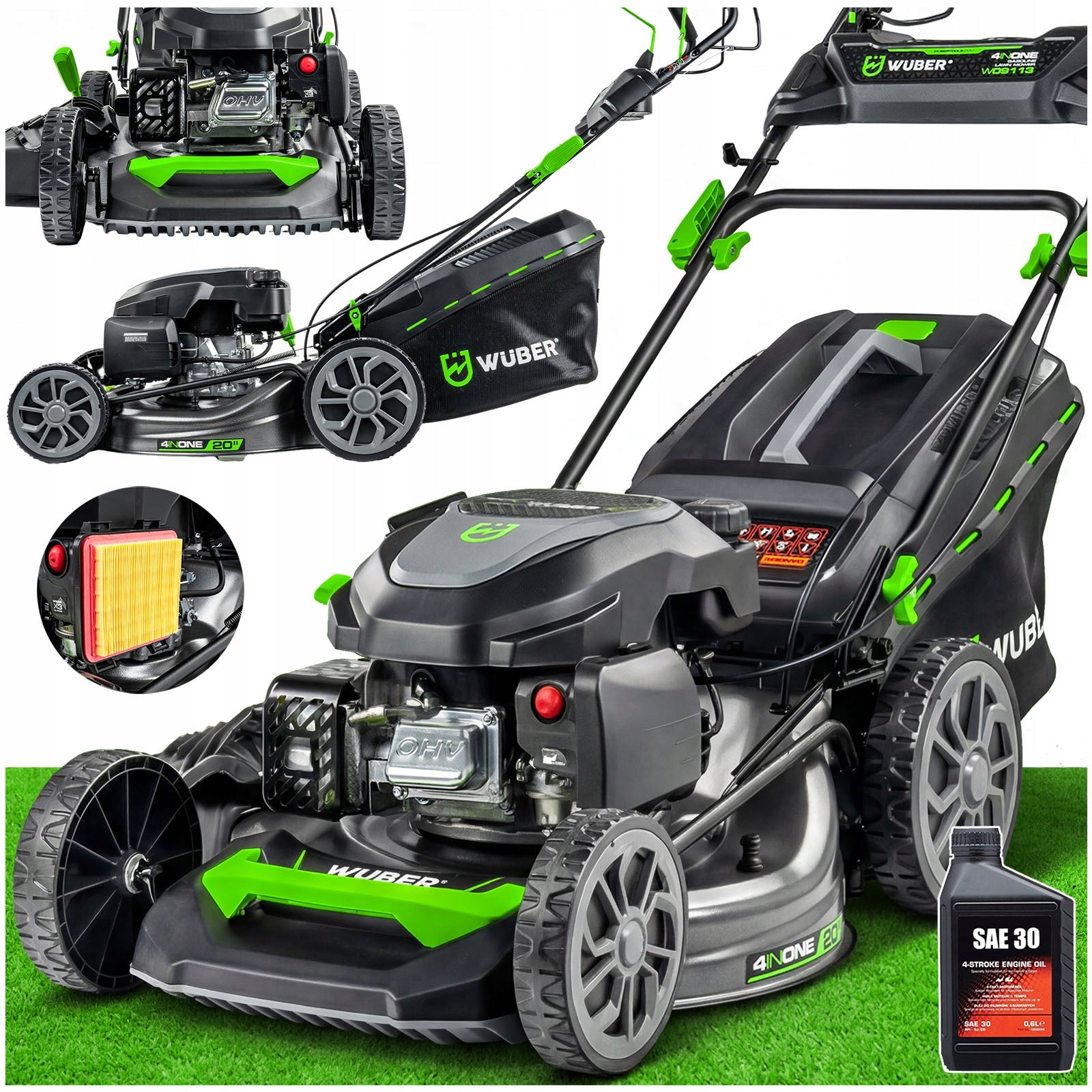 DIESEL LAWN MOWER WITH DRIVE 7x ADJUSTABLE HEIGHT LARGE WHEELS STRONG 51CM