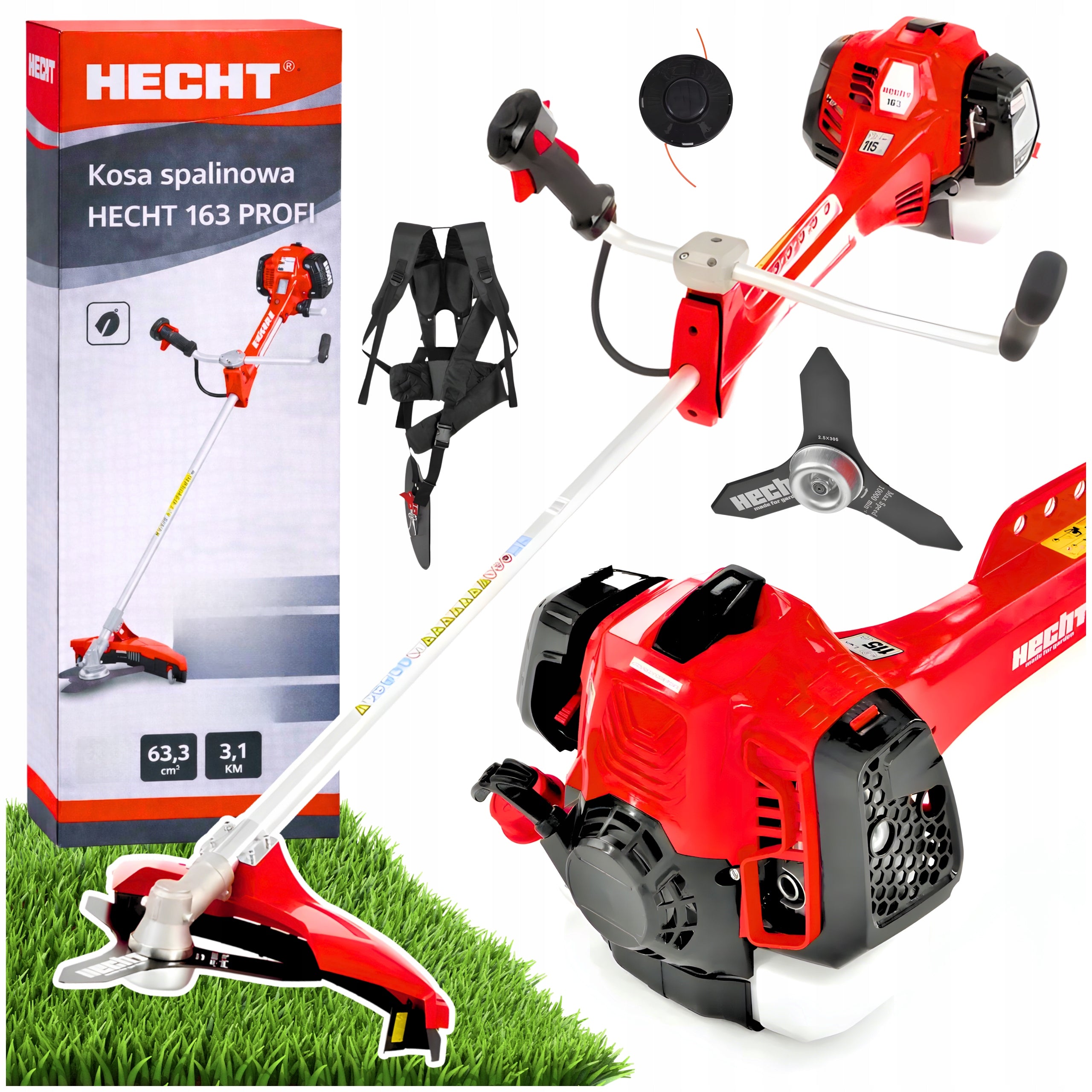DIESEL SCYTHE HECHT163 PROFI TWO-STROKE ENGINE WITH A POWER OF 3,1 KM HEAD DISC