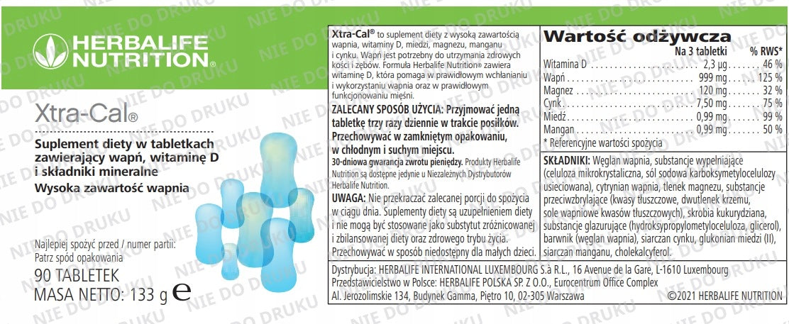 DIETARY SUPPLEMENT Lime tablets Xtra-Cal Herbalife 90 tablets Brand Herbalife
