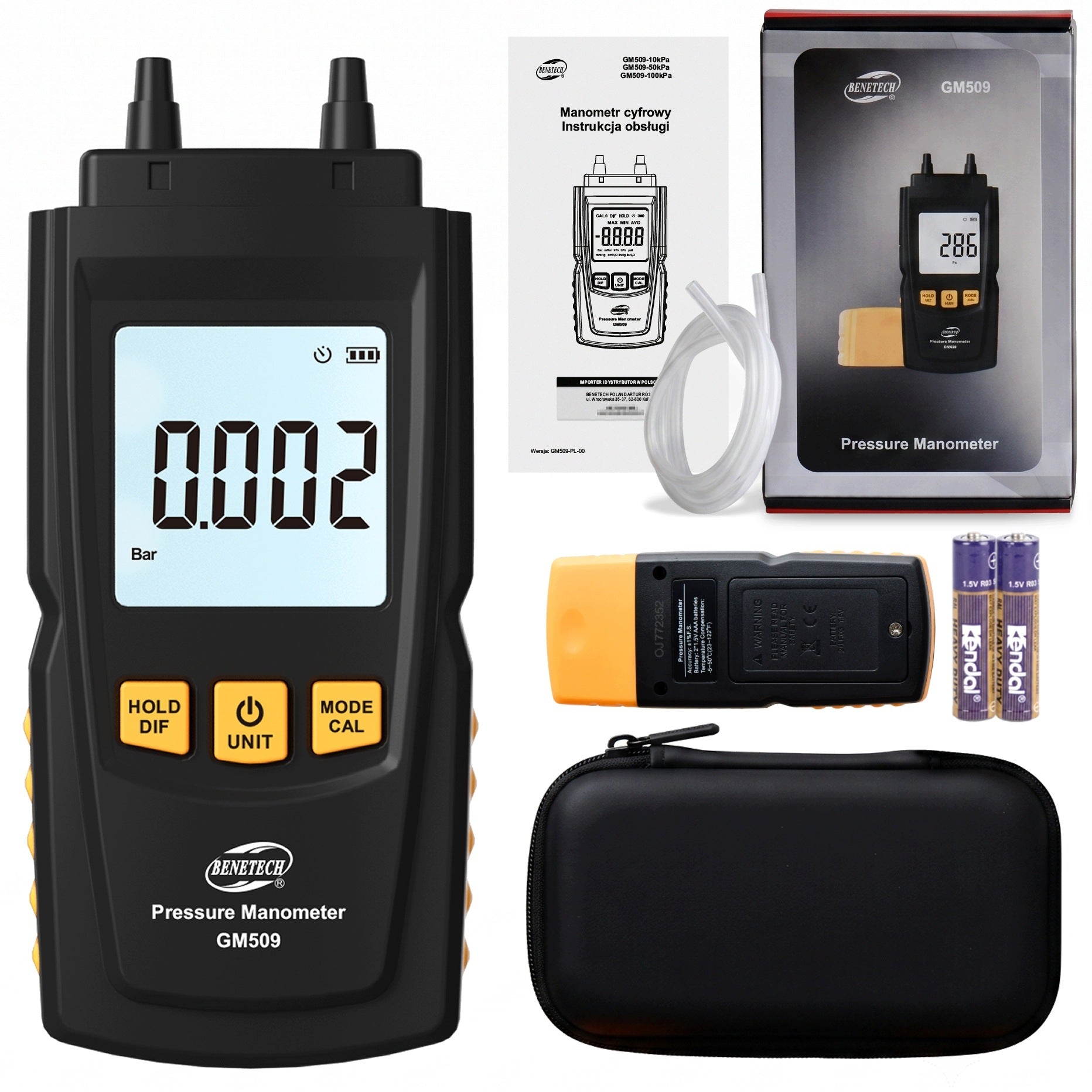 DIFFERENTIAL PRESSURE GAUGE DIGITAL PRESSURE METER VACUUM TESTER 100 kPa