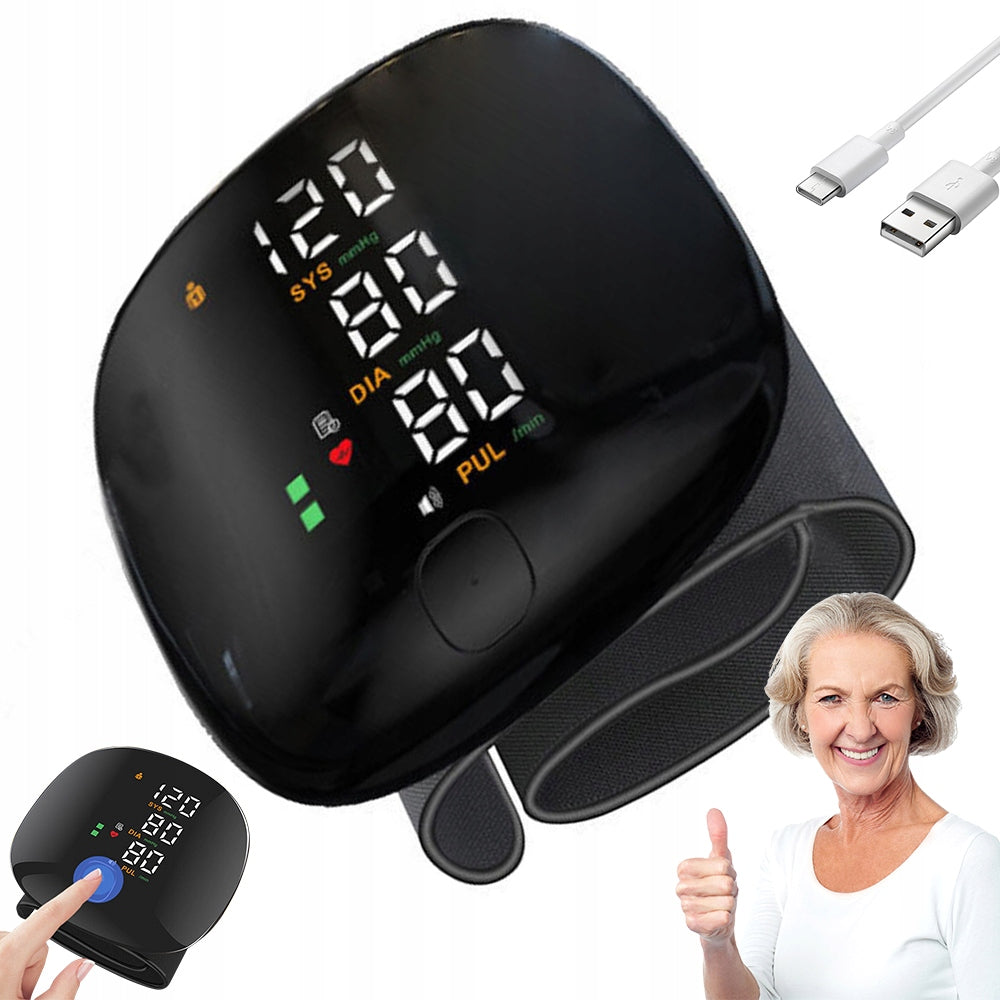 DIGITAL BLOOD PRESSURE MONITOR ON WRIST, BLOOD PRESSURE MONITOR, WRIST WITH READING
