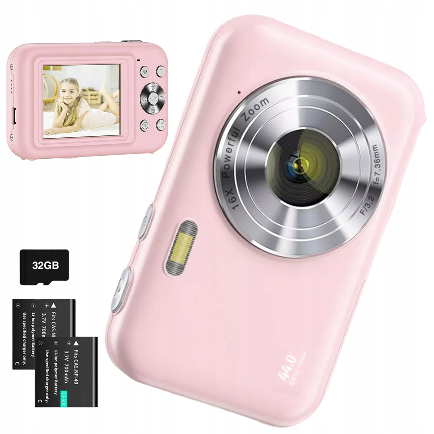 DIGITAL CAMERA 1080P FHD LIGHT POCKET 44MP ZOOM 16X CARD 32GB VLOG