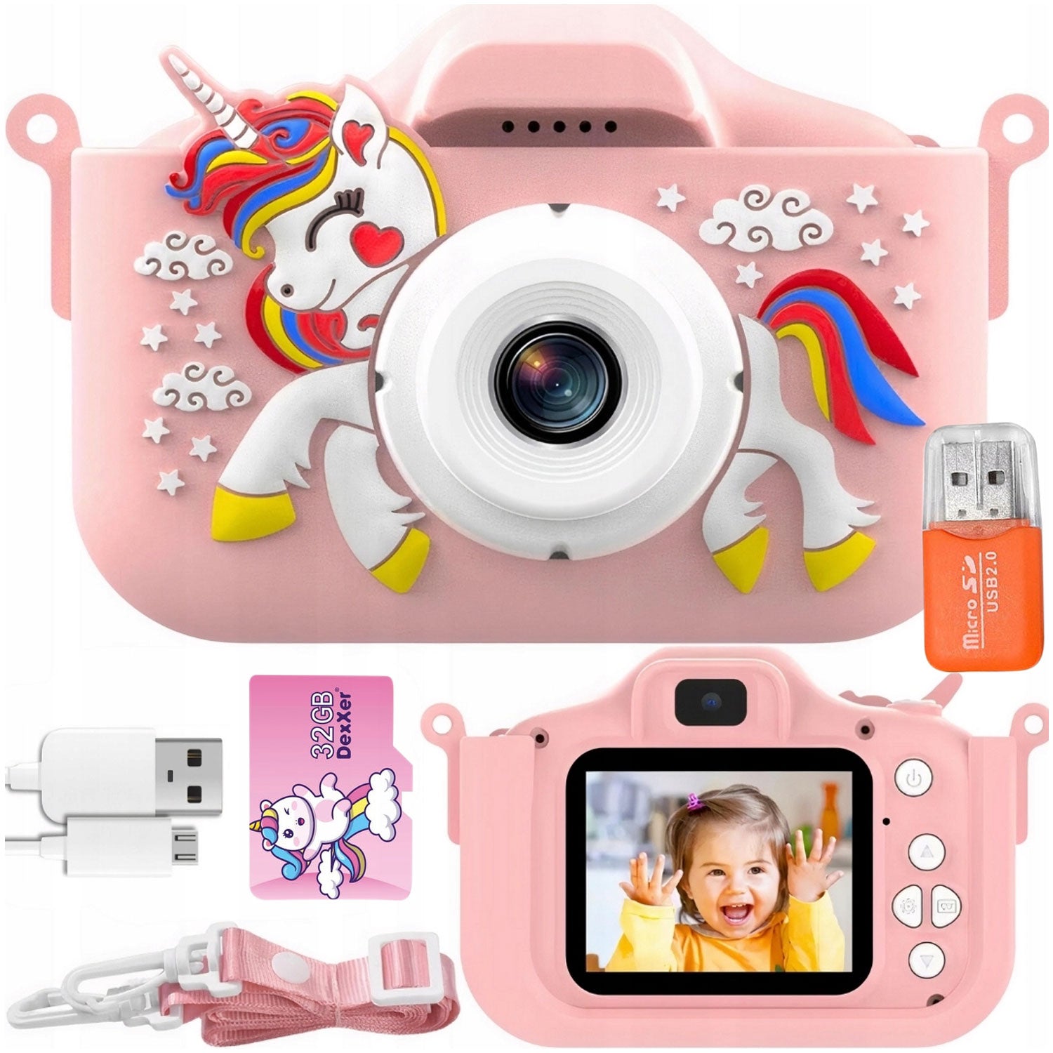 DIGITAL CAMERA FOR CHILDREN 40MPX PHOTO PINK + CARD SD 32GB XL Packaging status original