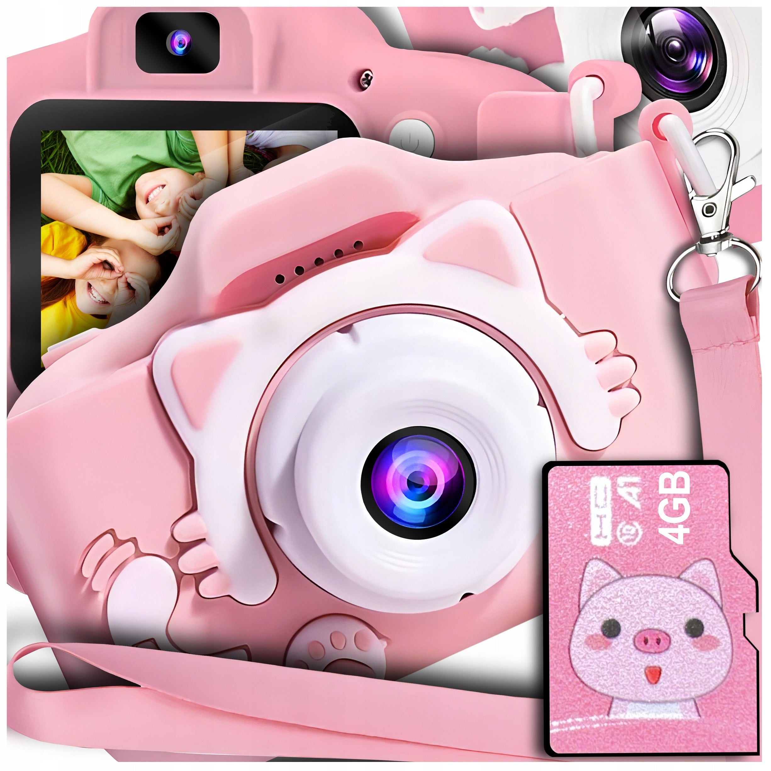 DIGITAL CAMERA FOR CHILDREN Children Photo PINK KITTEN + 4GB CARD