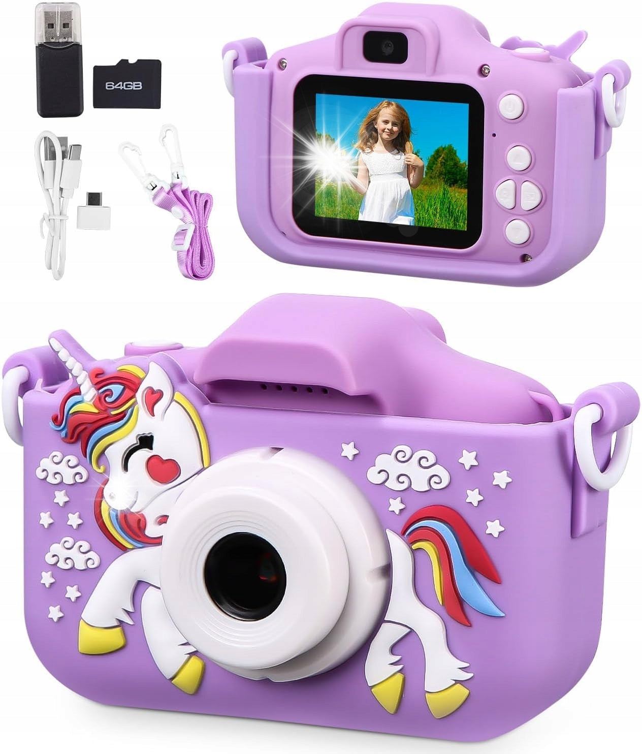 DIGITAL CAMERA FOR CHILDREN FOR GIRLS UNICORN MOTIF pink