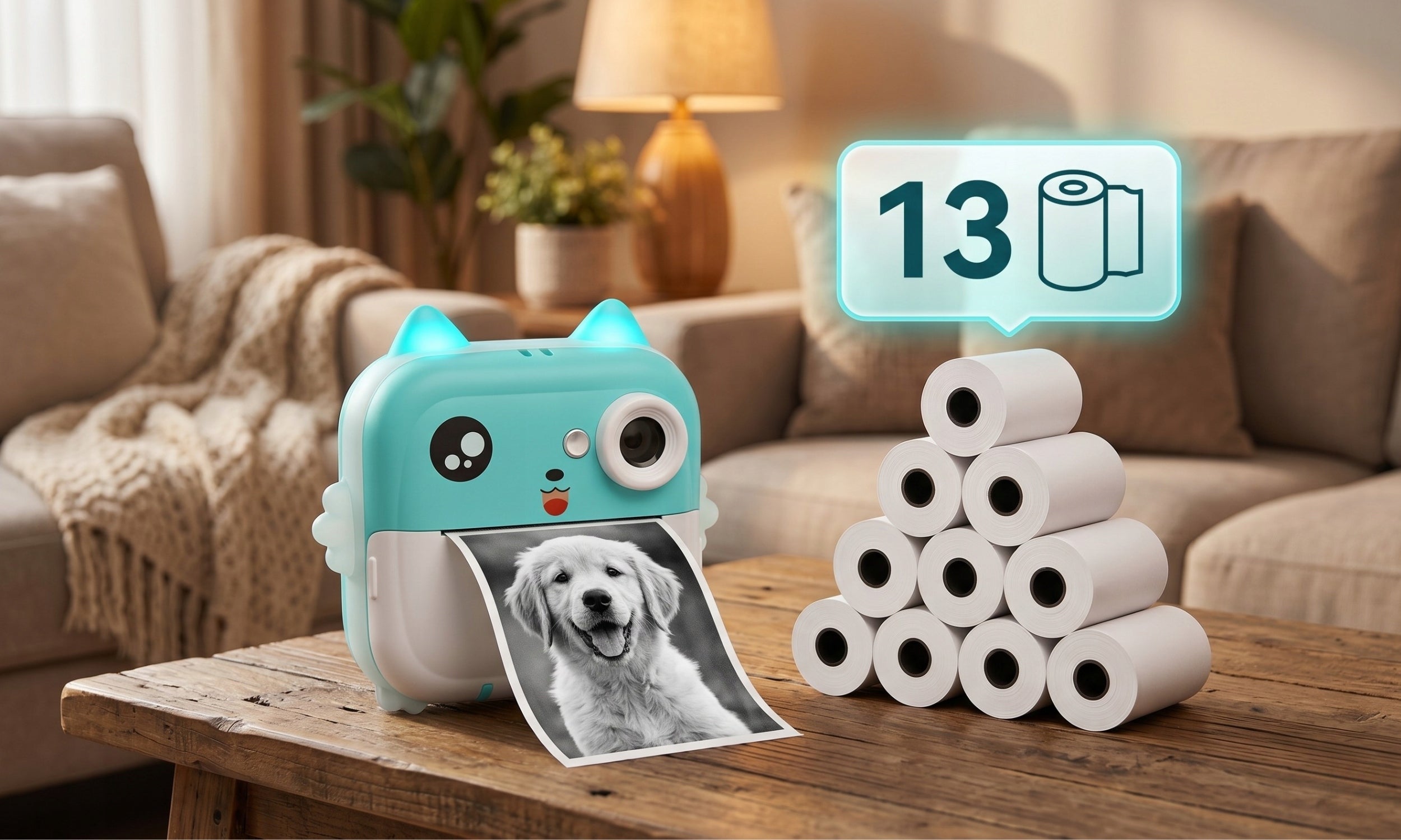 DIGITAL CAMERA FOR CHILDREN INSTANT PRINT MINI PRINTER + 13 ROLLS Packaging status original