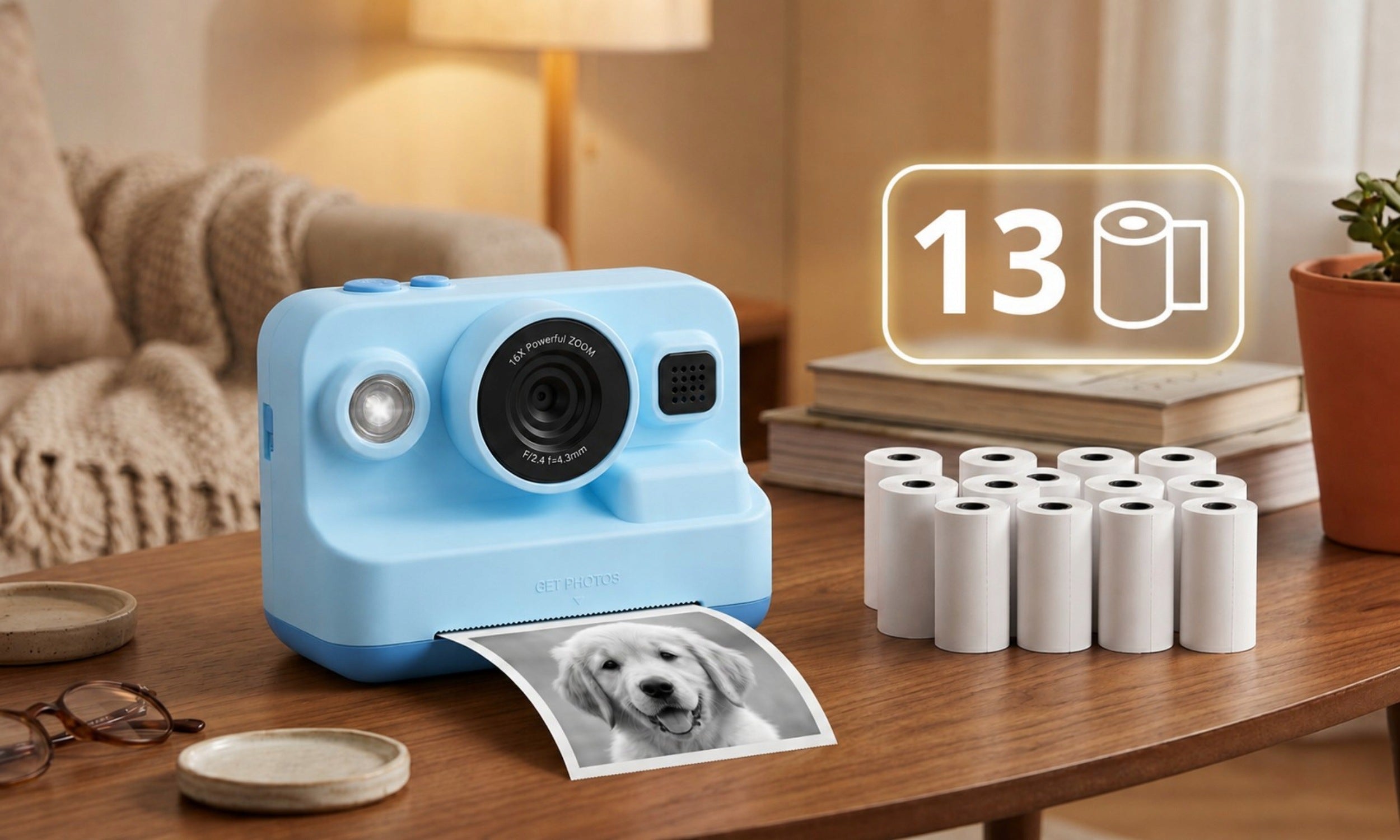 DIGITAL CAMERA FOR CHILDREN INSTANT PRINTING 12Mpx + 13 ROLLS CARD 32GB Packaging status original