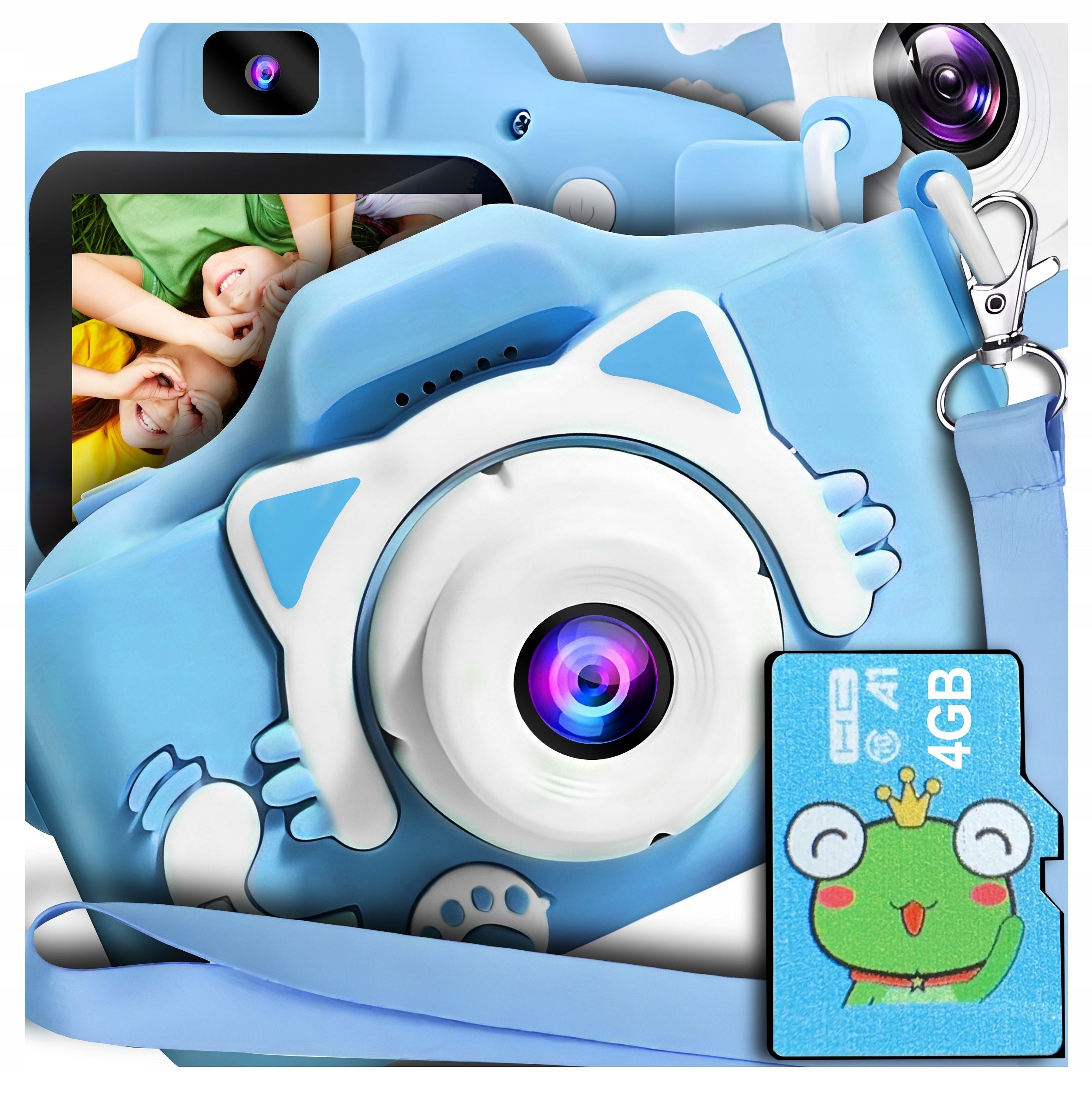 DIGITAL CAMERA FOR CHILDREN Photo BLUE KITTEN + 4GB CARD Brand GALAXIA