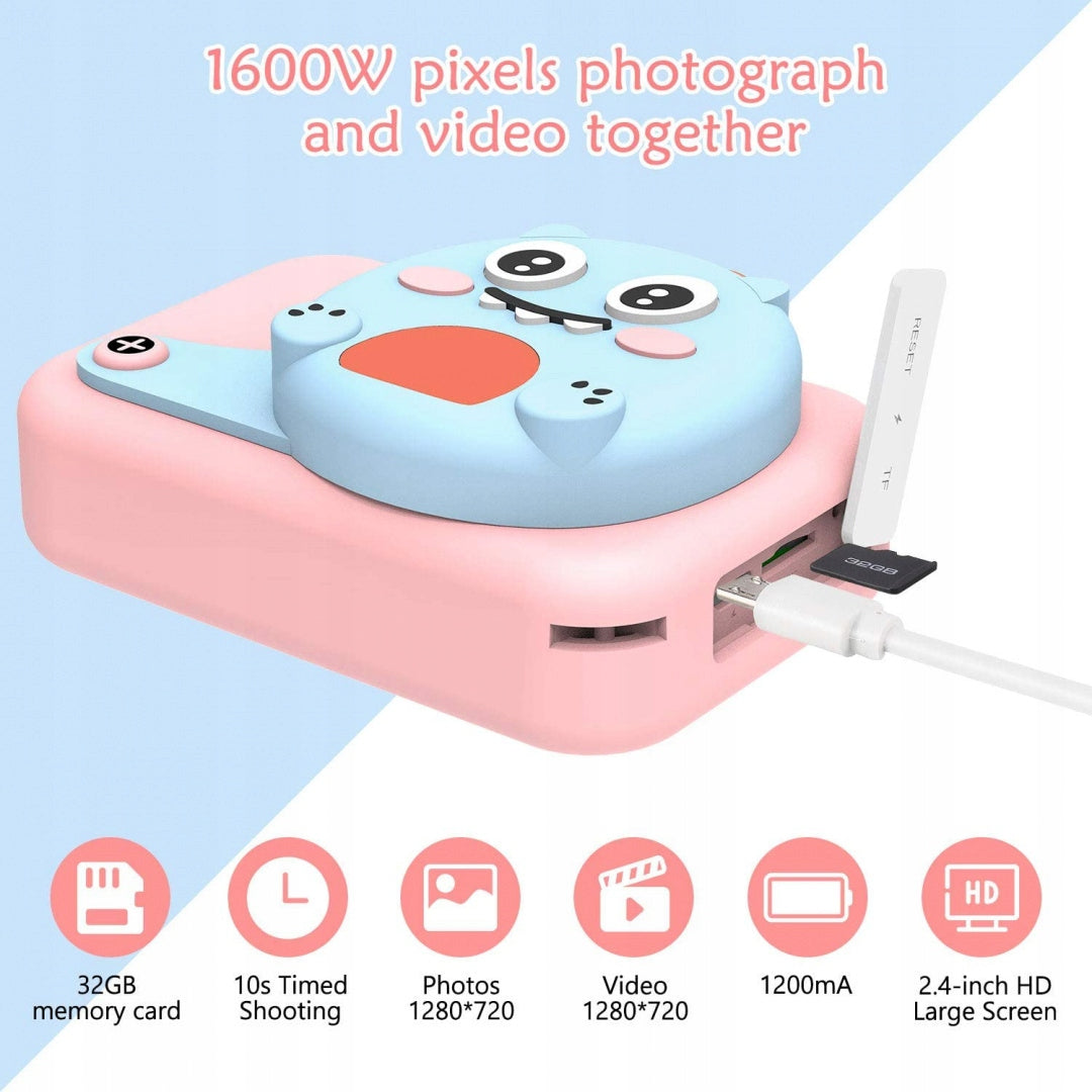 DIGITAL CAMERA FOR CHILDREN Photo + CARD 32GB PINK DINOSAUR SET EAN (GTIN) 5904365807630