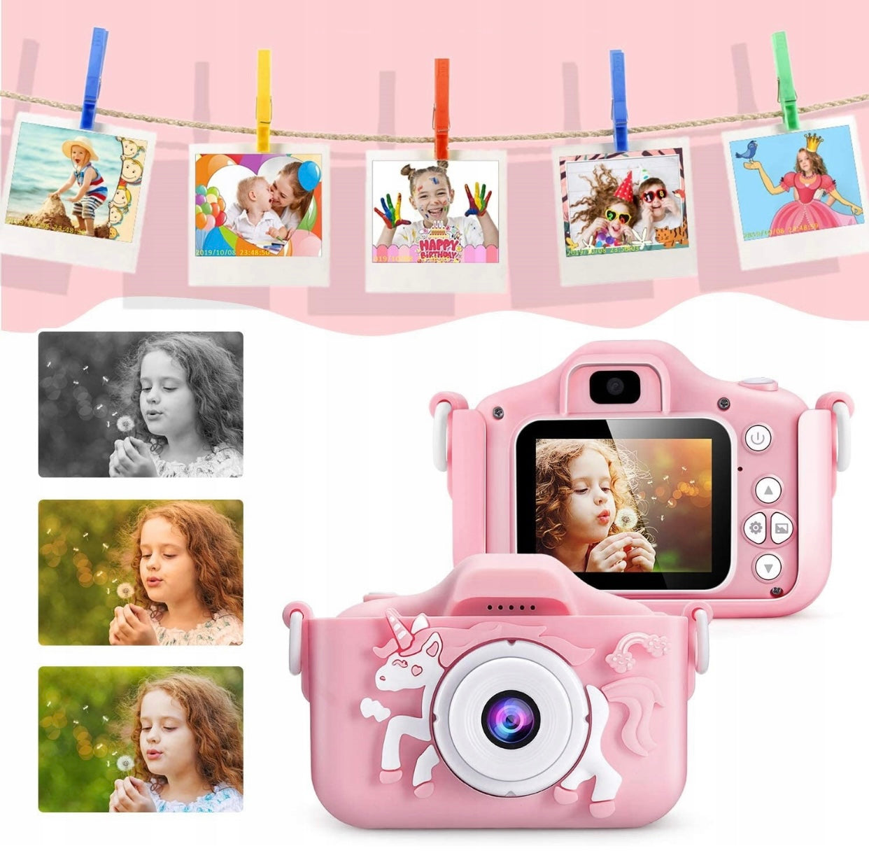 DIGITAL CAMERA FOR CHILDREN UNICORN PHOTO PINK CAMERA Color pink
