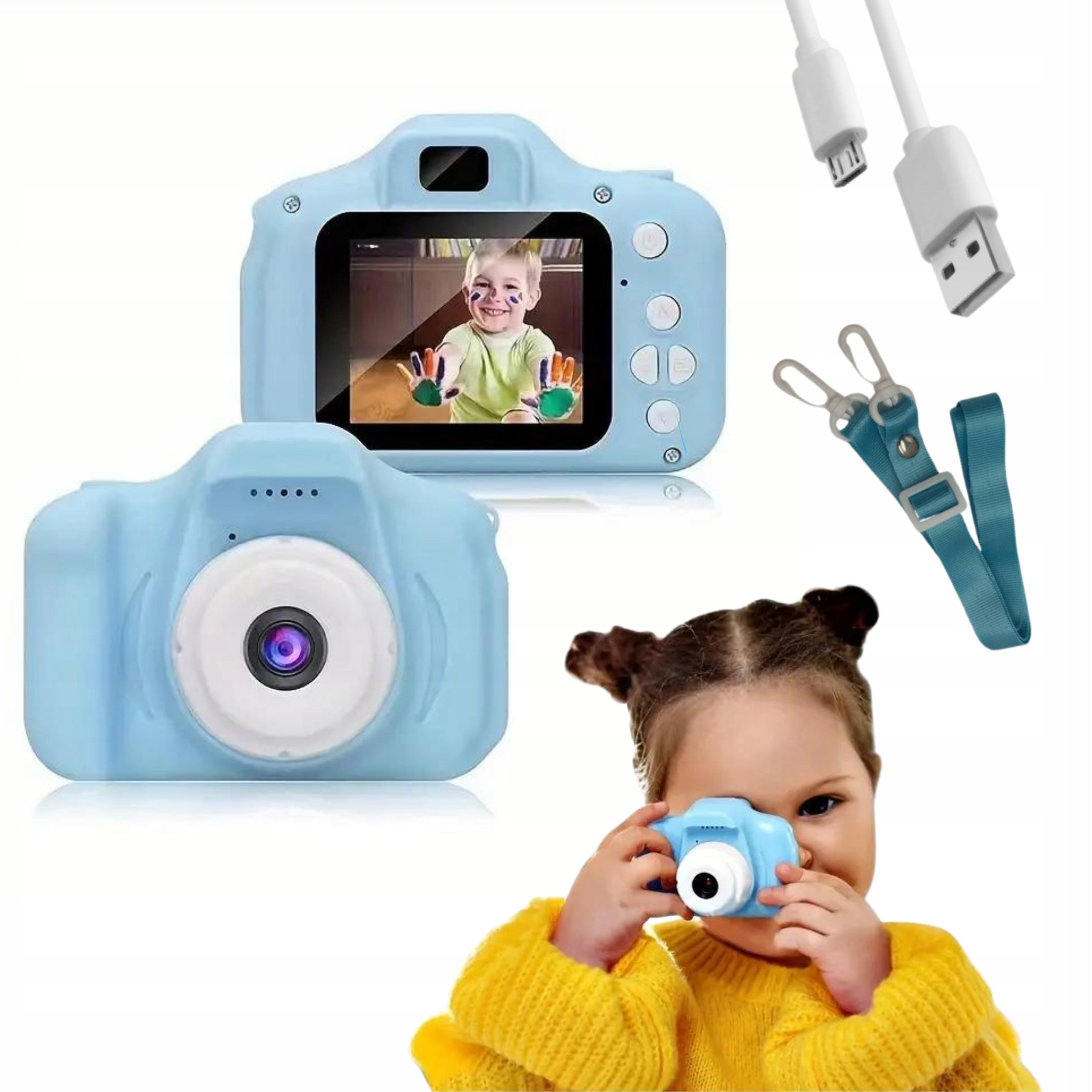 DIGITAL CAMERA FOR KIDS 1080p GAMES HOUSING BLUE KITTEN