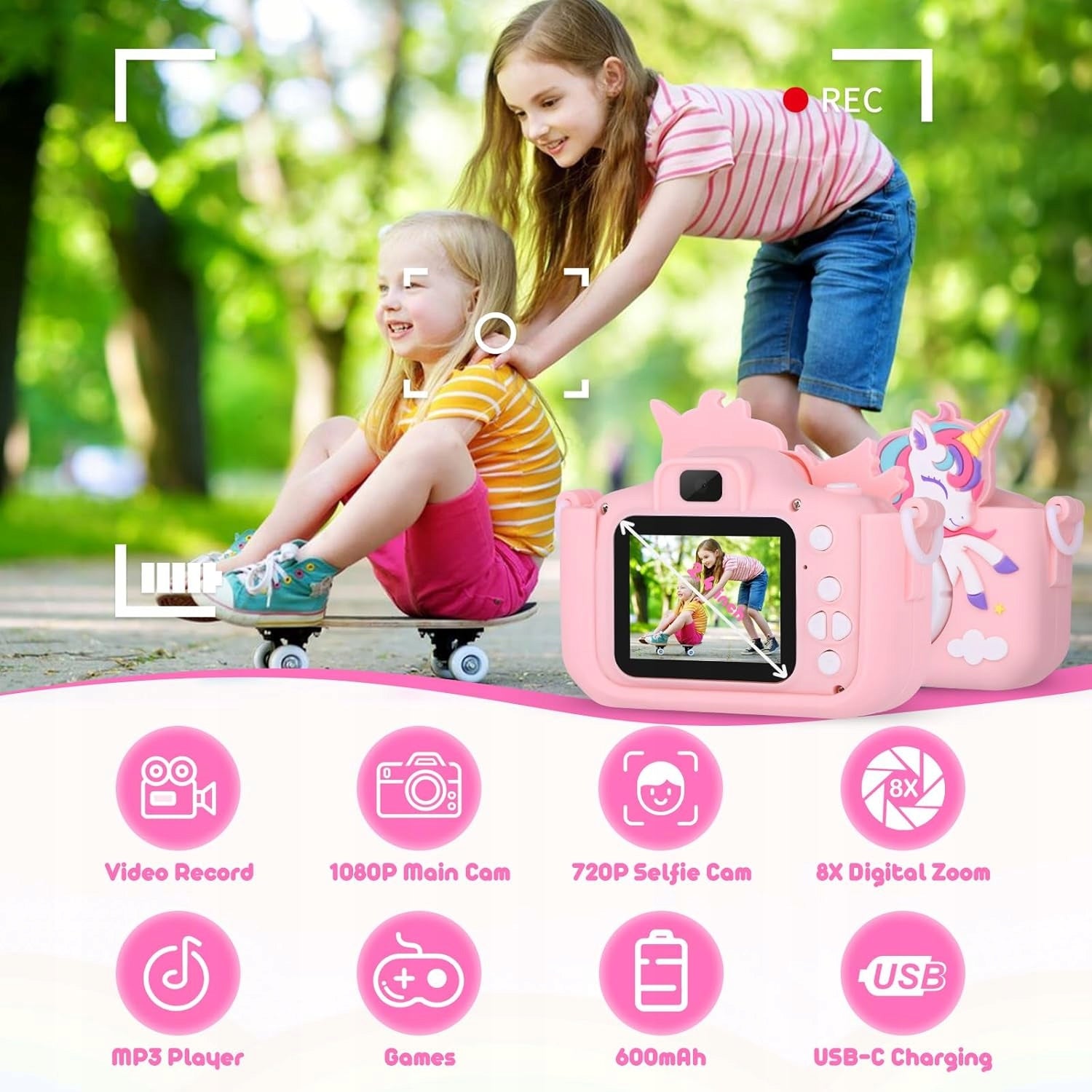 DIGITAL CAMERA FOR KIDS 32GB CAMERA TEEROK X10S UNICORN pink Packaging status original