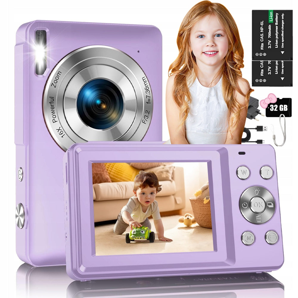 DIGITAL CAMERA HD 1080P 44MP 16X ZOOM CAMERA 32GB PURPLE