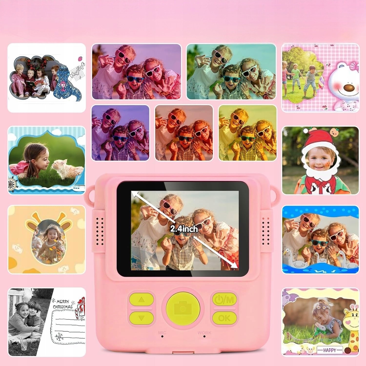 DIGITAL CAMERA PINK FOR CHILDREN MINI PRINTER+CARD 32 GB Packaging status original