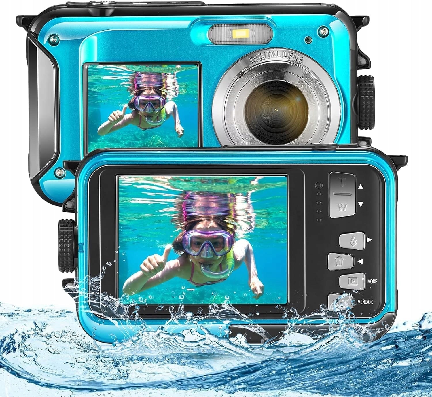 DIGITAL CAMERA, UNDERWATER CAMERA, WATERPROOF, DUAL SCREEN HD 2.7K 48MP