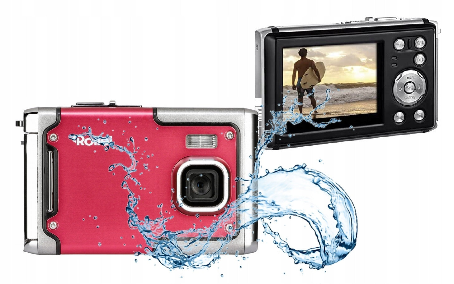 DIGITAL CAMERA WATERPROOF SPORTS FULL HD LCD BATTERY RETRO SIMPLE PINK