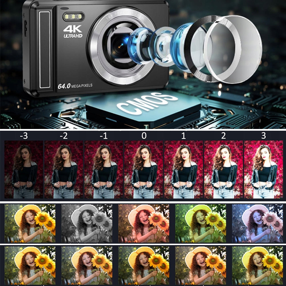DIGITAL CAMERA WITH AUTOMATIC FOCUS AND 16X ZOOM BLACK Resolution 64 Mpx
