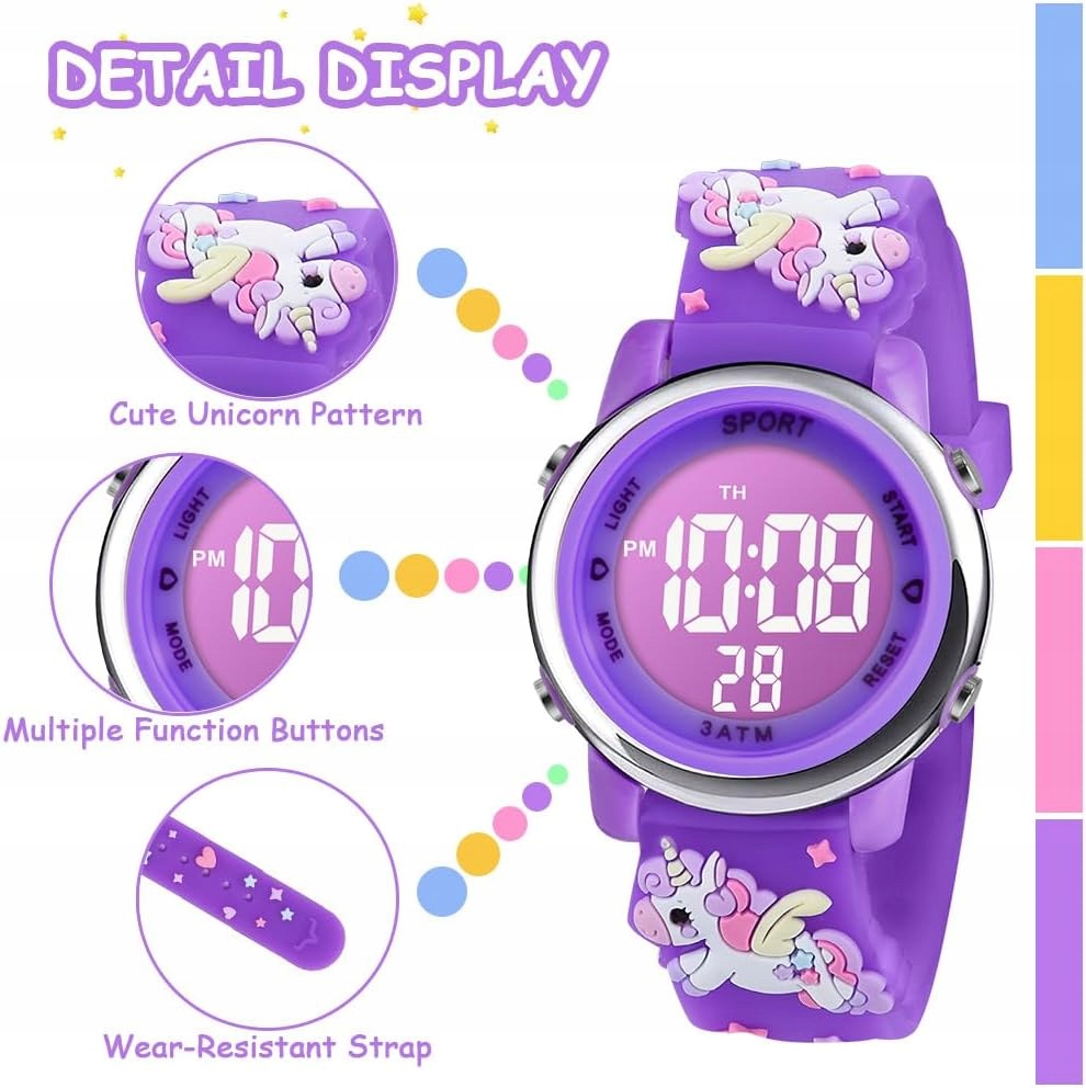 DIGITAL CHILDREN'S WATCH UNICORN LED 7 COLORS 3-12 YEARS Kind analog