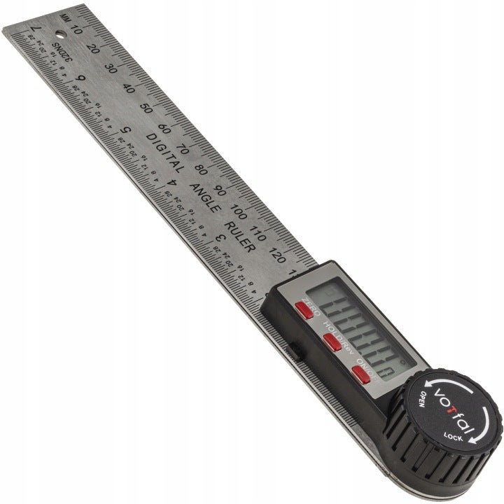 DIGITAL ELECTRONIC PROTRACTOR WITH LCD SCREEN RULER 200 MM 360° STEEL Brand Vorfal