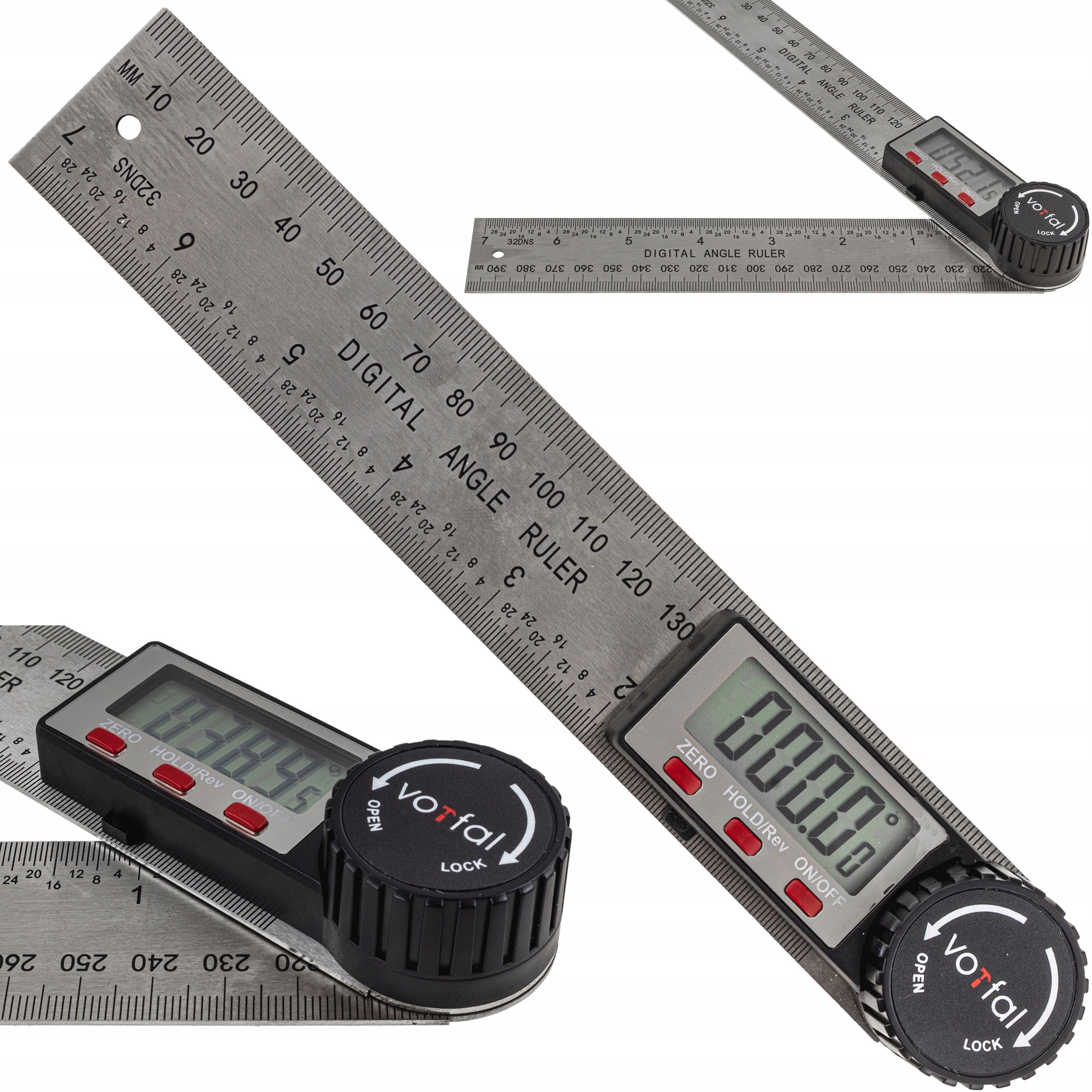 DIGITAL ELECTRONIC PROTRACTOR WITH LCD SCREEN RULER 200 MM 360° STEEL