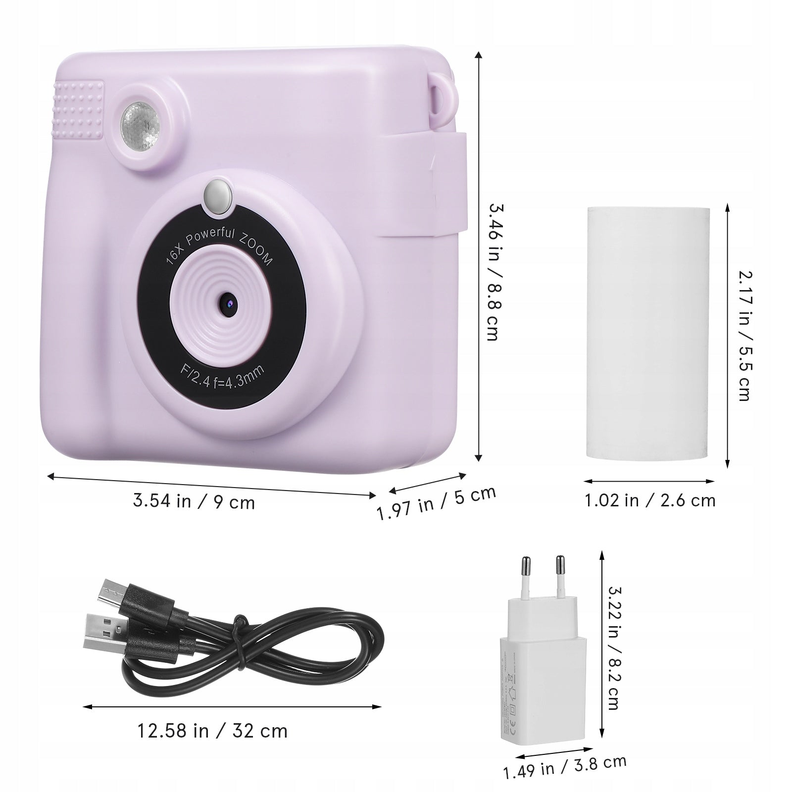 DIGITAL INSTANT CAMERA THERMAL PRINTER 32GB 3 ROLLS FOR AGE 3-12 Manufacturer code 26673