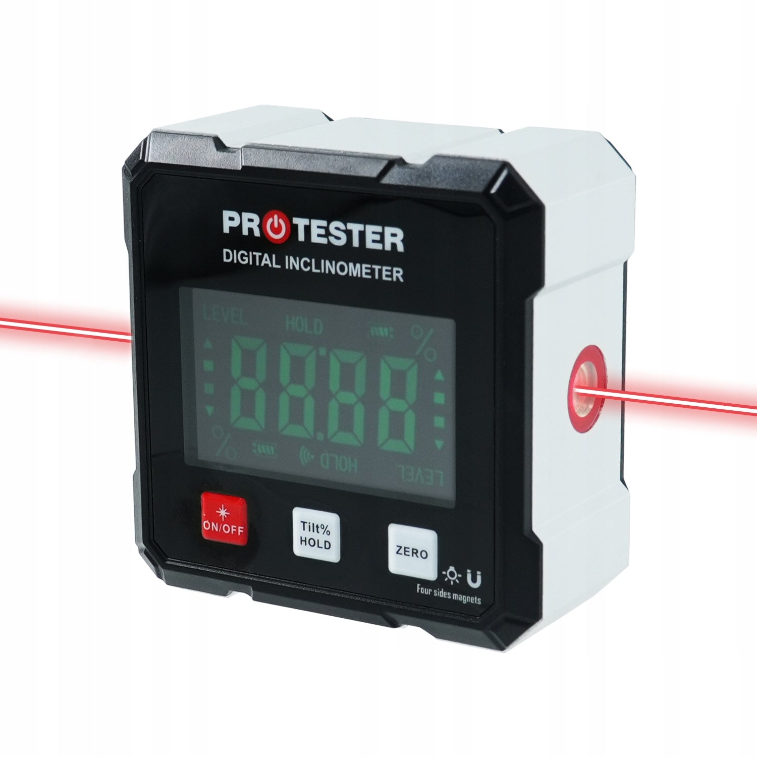 DIGITAL LASER PROTRACTOR 4x90° INCLINOMETER LEVEL 4 MAGNETS