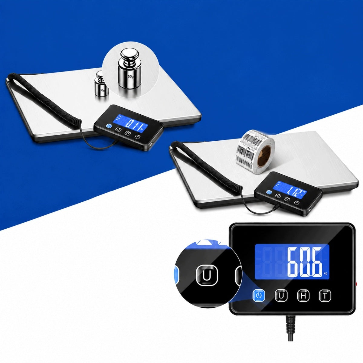 DIGITAL SCALE 200KG WITH DISPLAY AND TARE, SILVER Manufacturer code 4058812929817