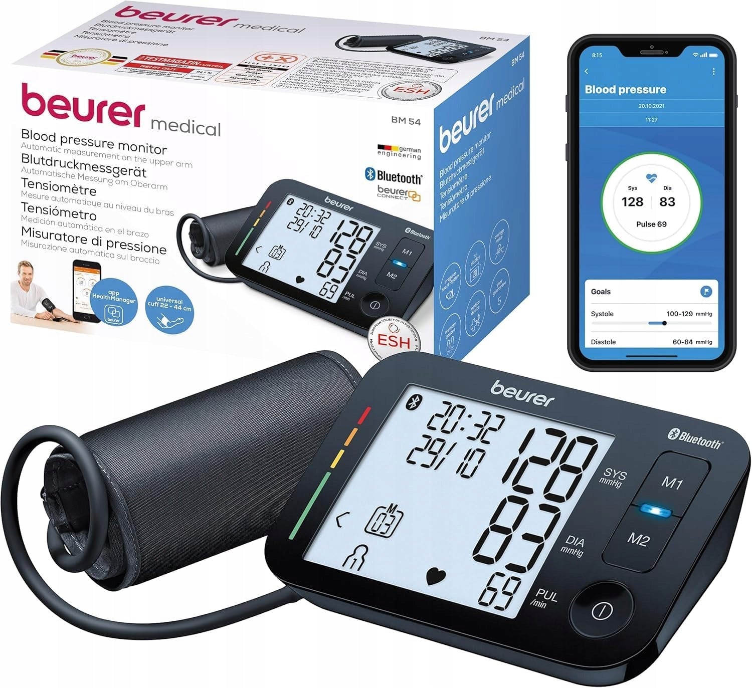 DIGITAL SHOULDER BLOOD PRESSURE MONITOR WITH BLUETOOTH AND XL ARRHYTHMIA DETECTION