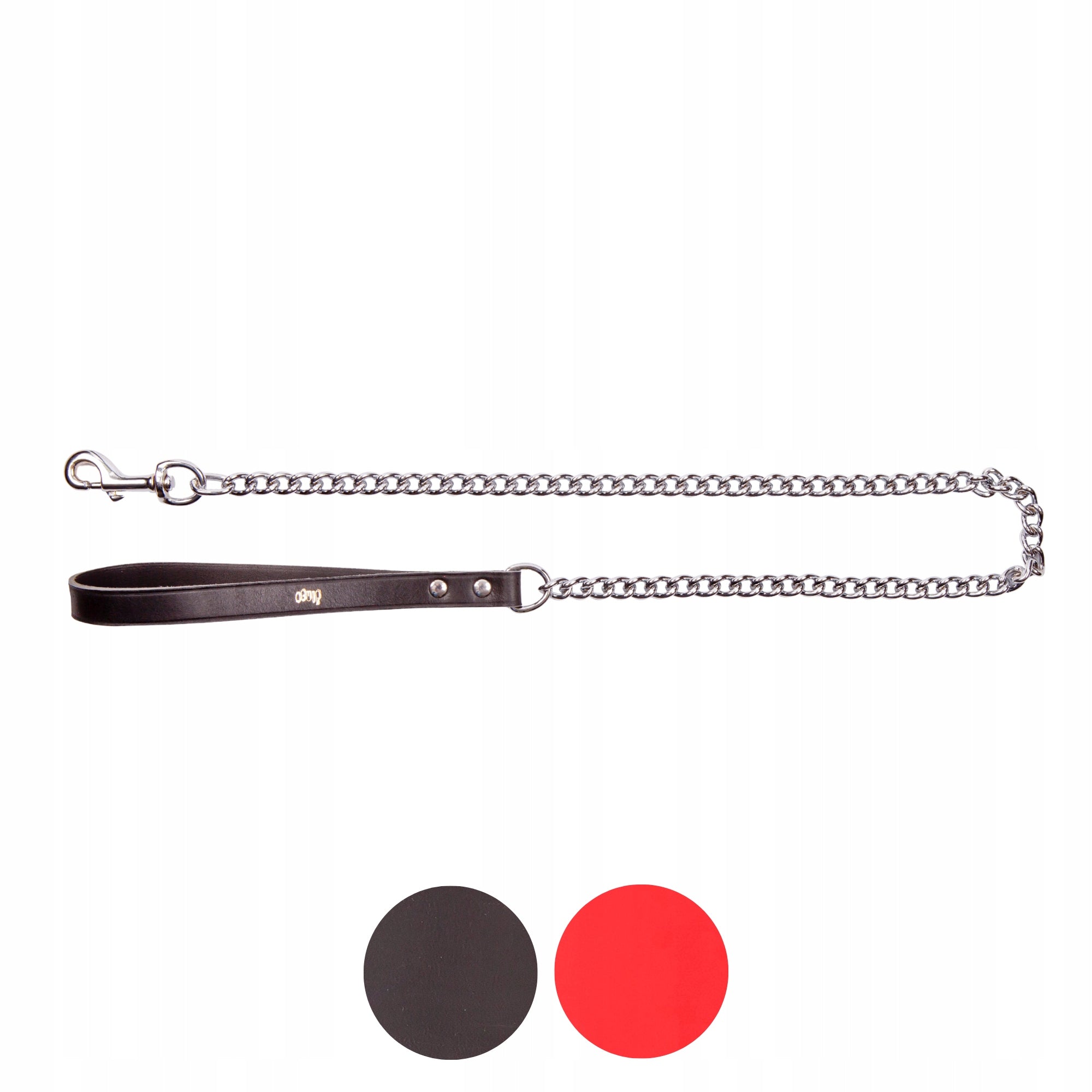 DINGO CHAIN LEASH WITH BLACK LEATHER 0,4x115CM Brand Dingo