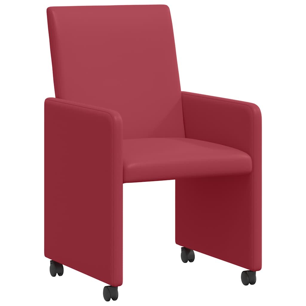DINING CHAIRS ON WHEELS WITH WHEELS 2 PCS RED WINE