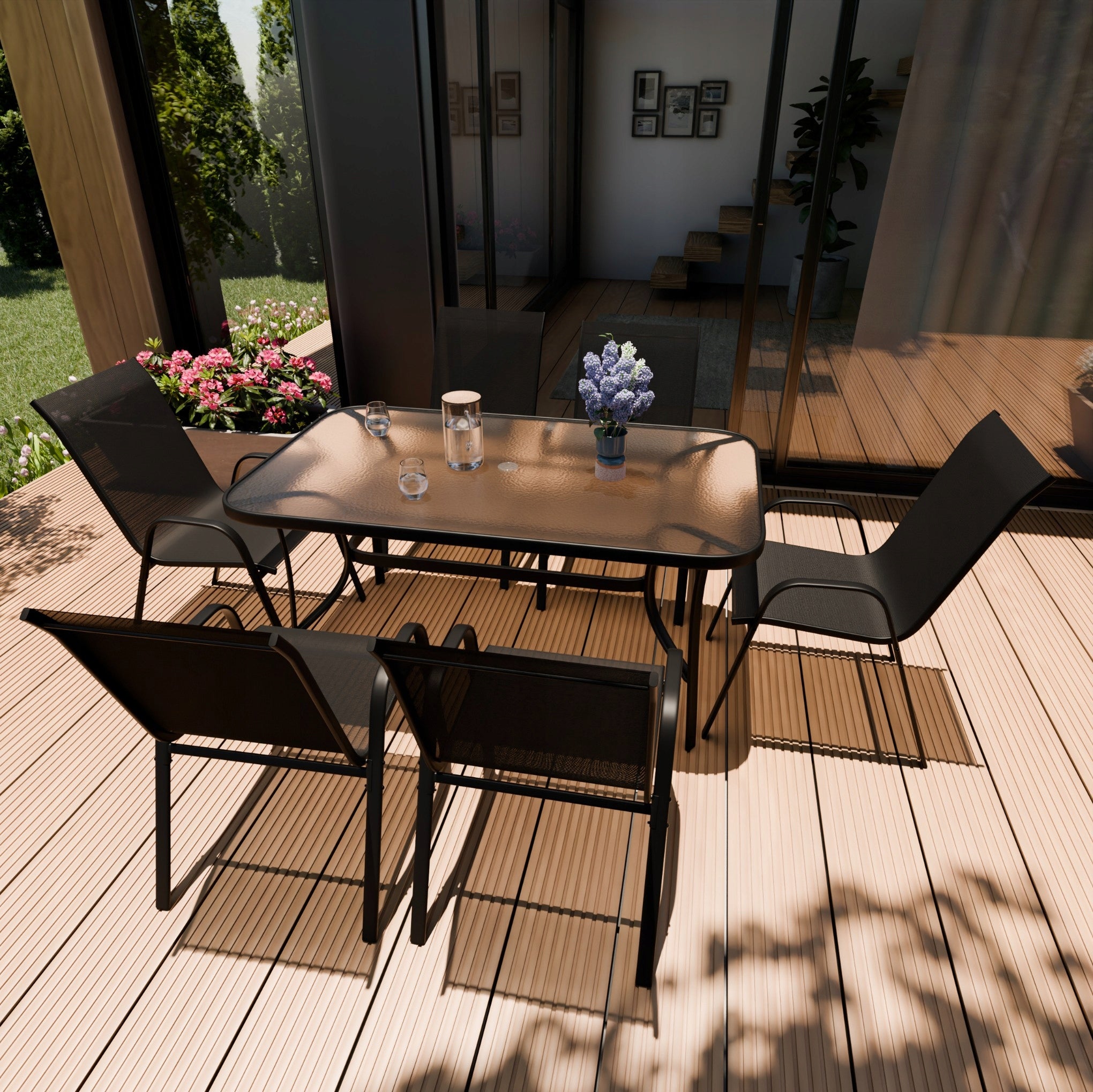 DINING ROOM FURNITURE SET 1xTABLE + 6xCHAIR KINDLY BLACK ZENJOY Main material metal