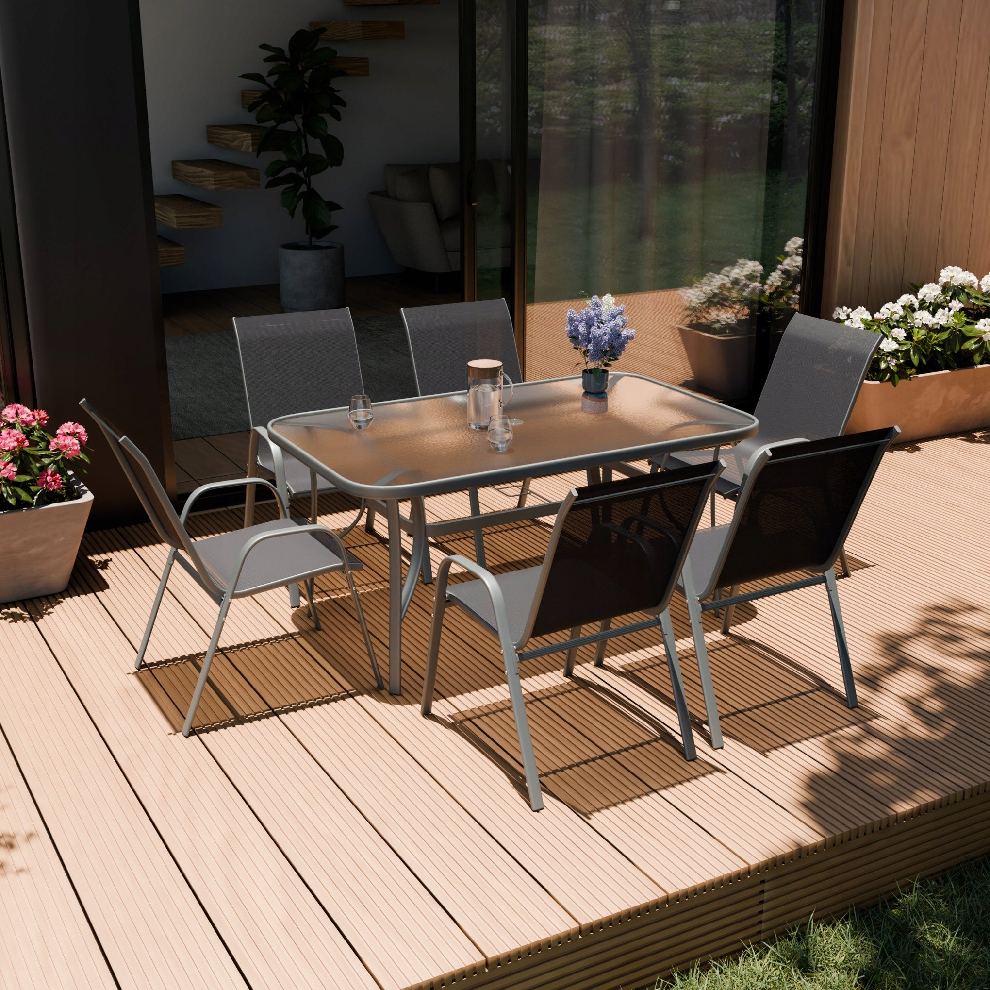 DINING ROOM GARDEN FURNITURE SET 1xTABLE 6xCHAIR KINDLY GREY ZENJOY Manufacturer code KINDLY_SZARY