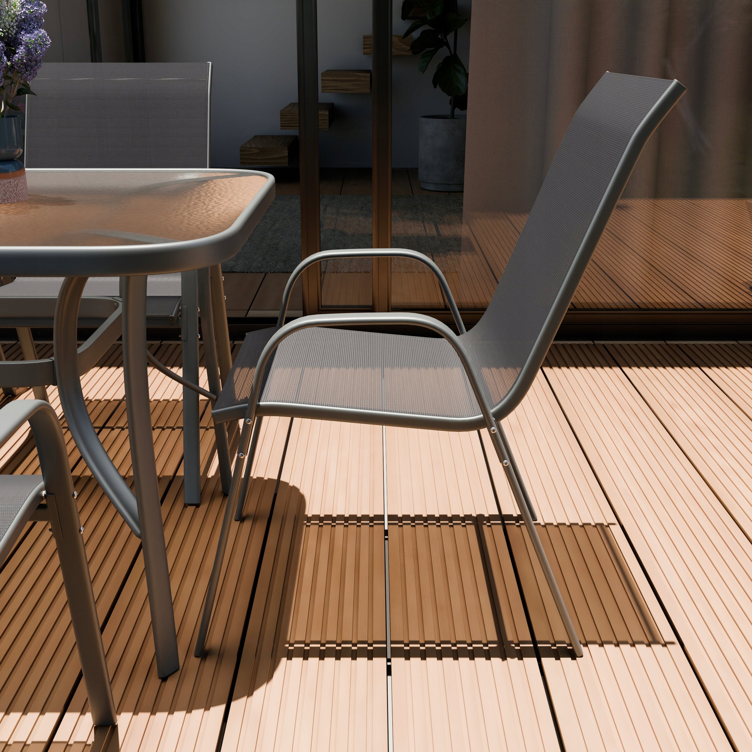 DINING ROOM GARDEN FURNITURE SET 1xTABLE 6xCHAIR KINDLY GREY ZENJOY Number of items in the set 7