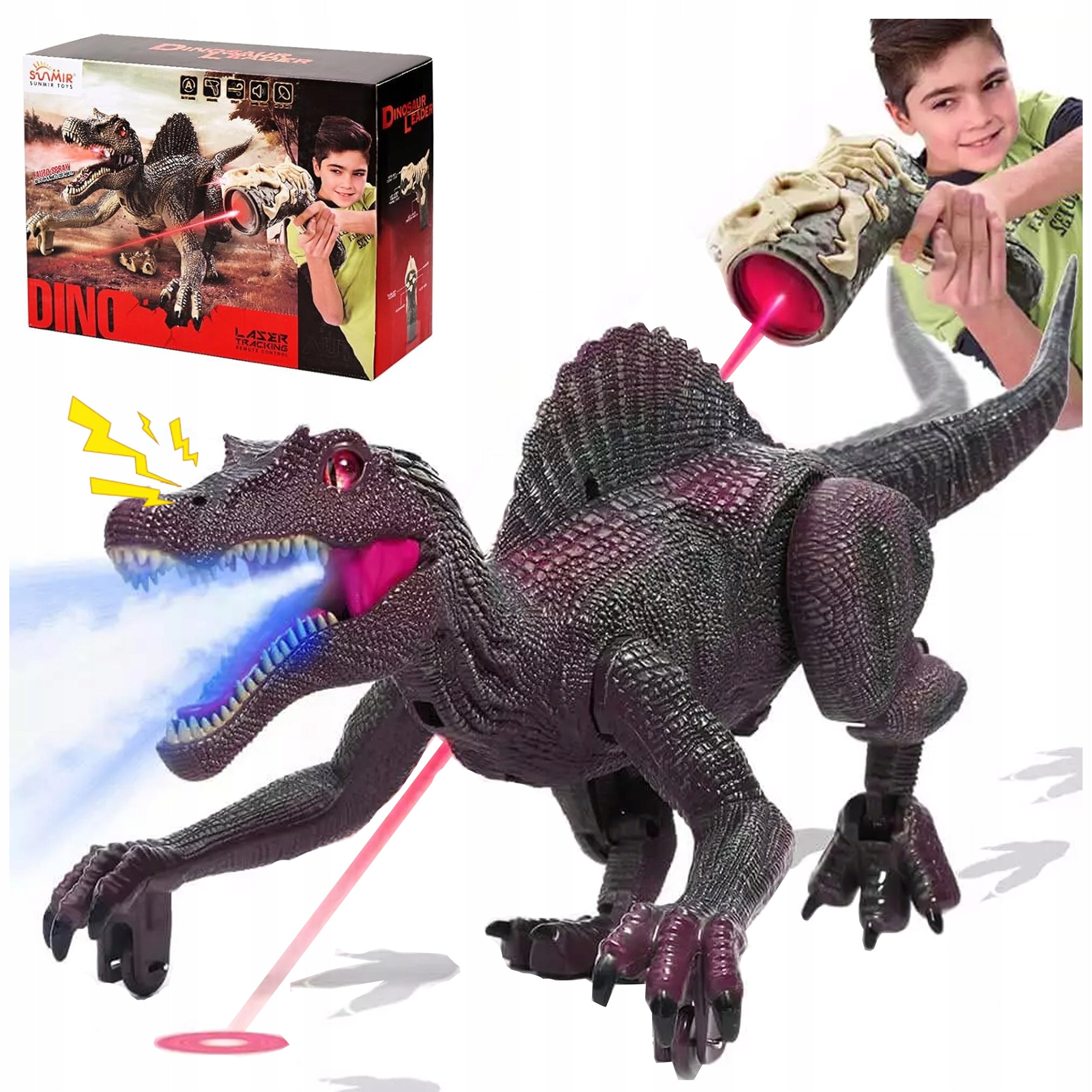 DINOSAUR REMOTE CONTROLLED INFRARED REMOTE CONTROL SOUND LIGHT WATER EFFECTS