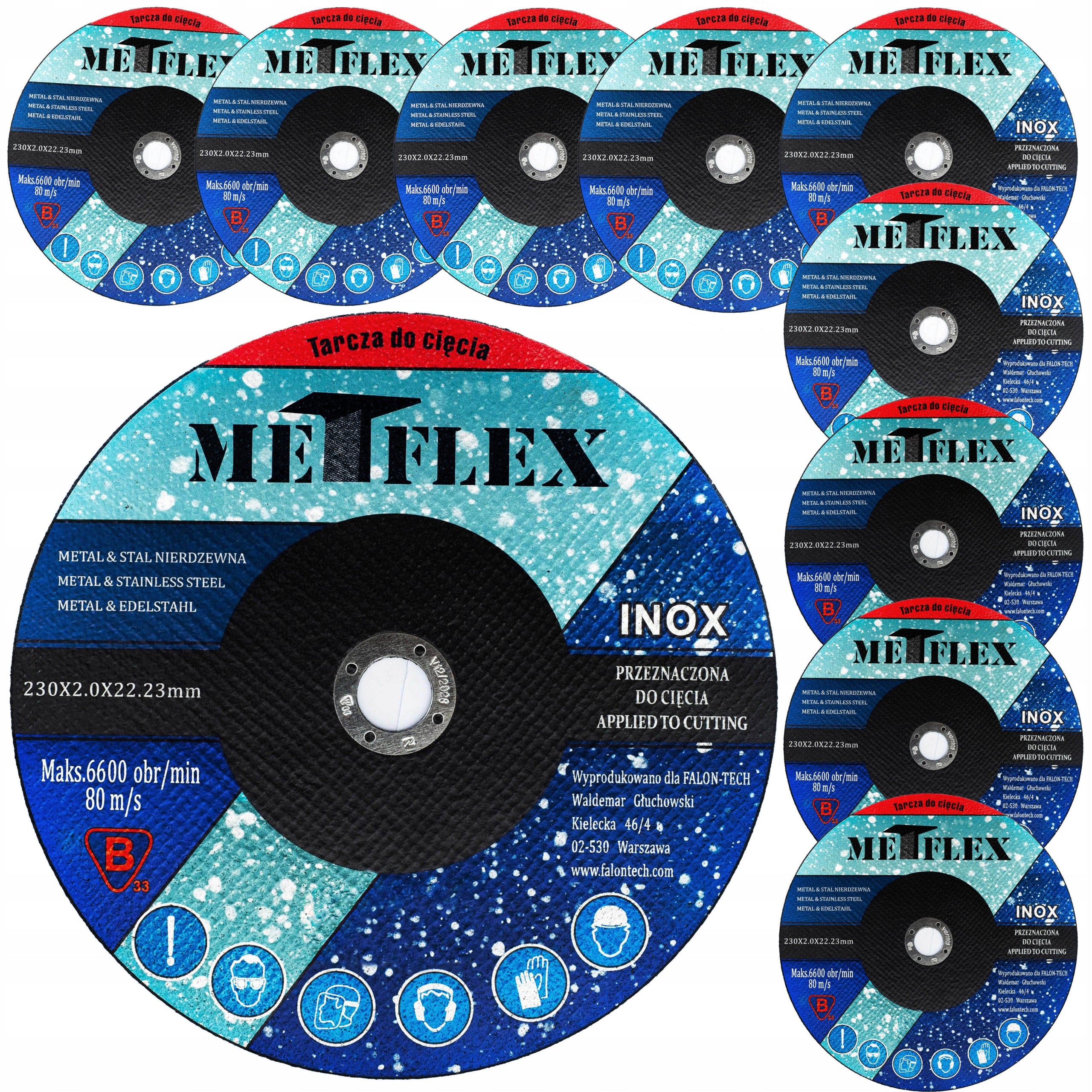 DISC METAL CUTTING DISCS 10 PCS 230x2 INOX STRONG - SET OF 10 Brand Met-Flex