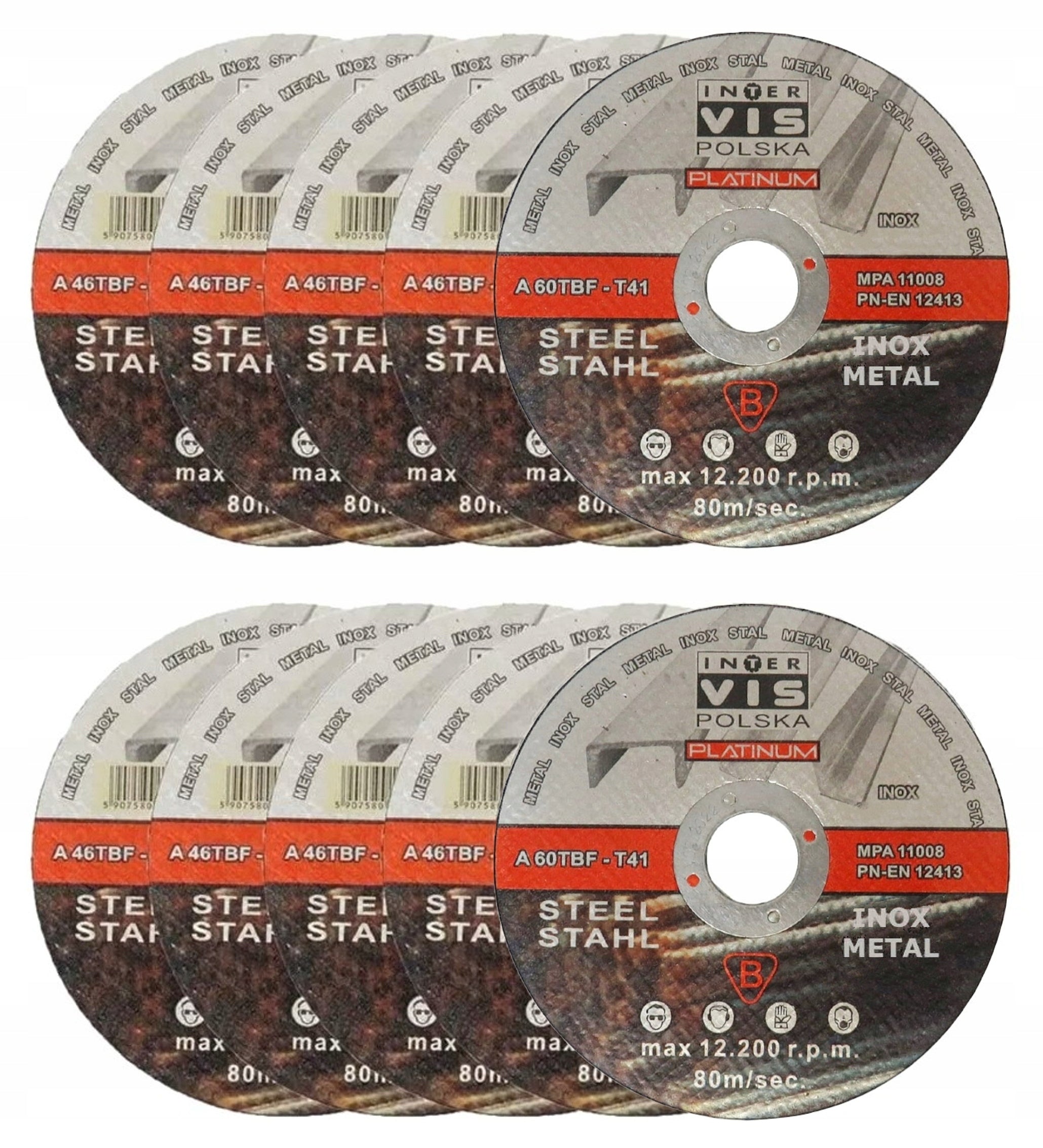 DISC METAL CUTTING DISCS 125x1 SET 10PCS INOX DISC FOR STEEL STRONG