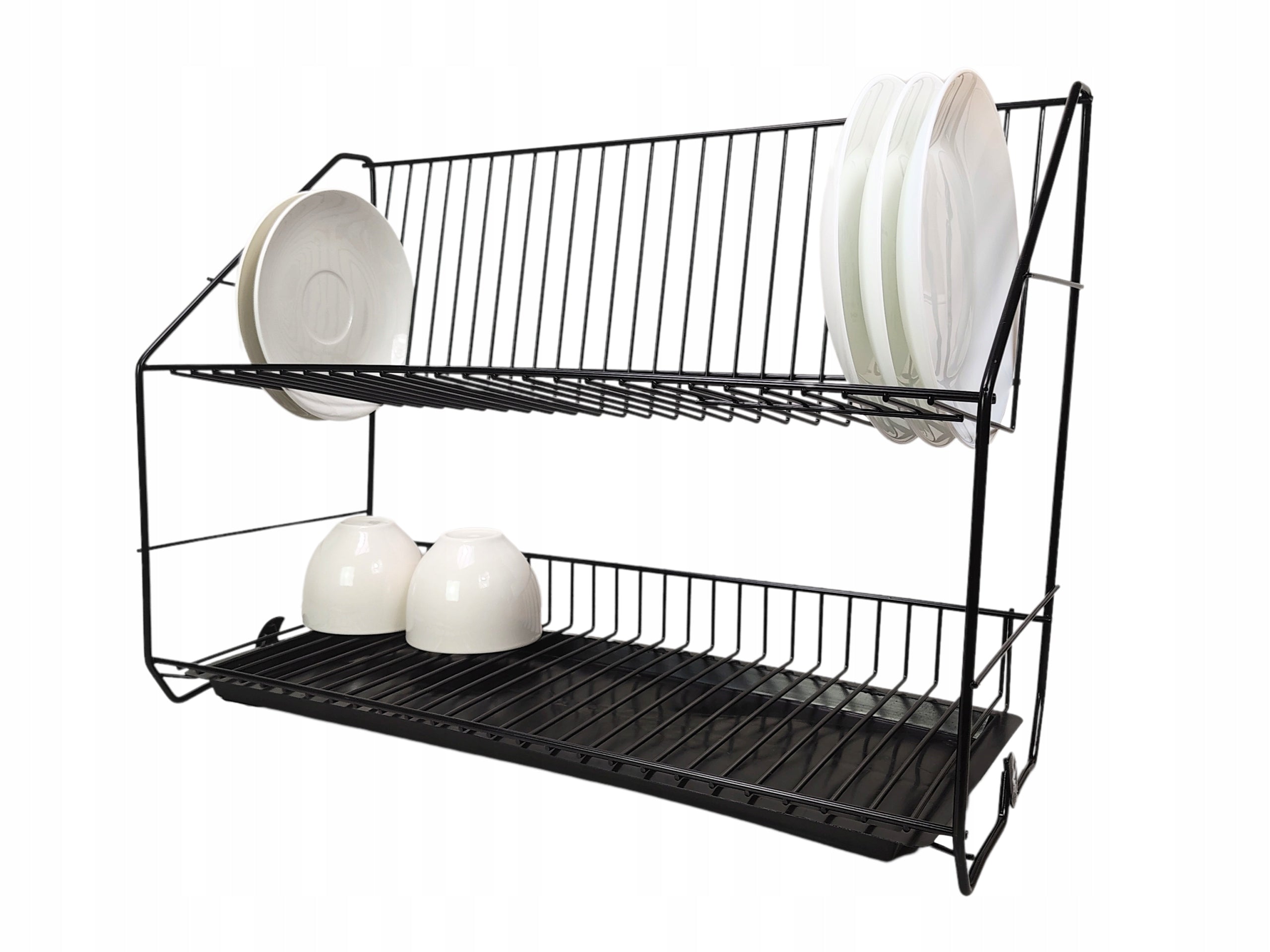 DISH DRAINER DRYER TWO-LEVEL BLACK DRAINER WITH TRAY Brand Ander