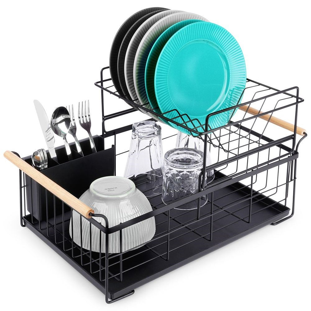 DISH DRYER 48X29X28,5CM STAINLESS STEEL BAMBOO BLACK KITCHEN