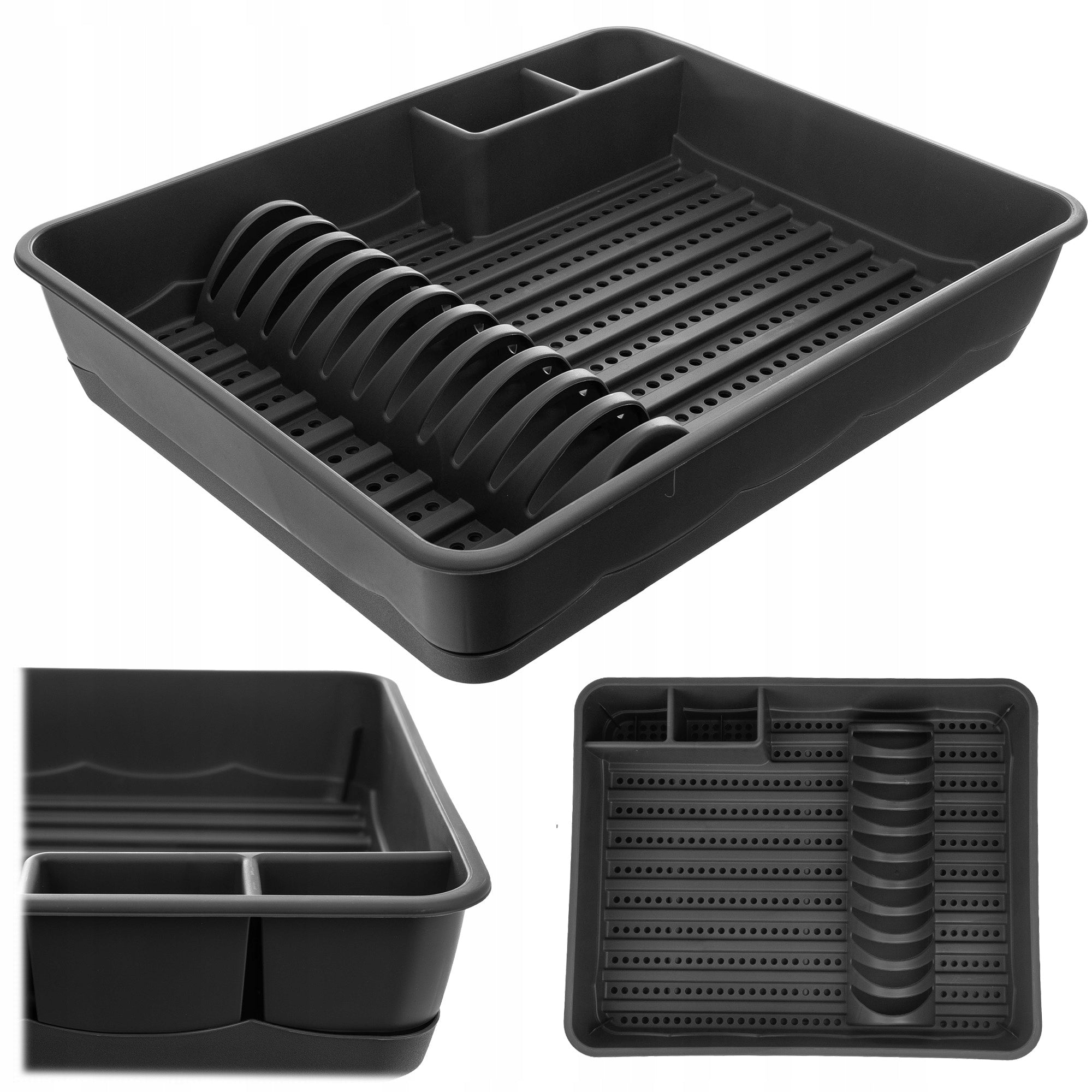DISH DRYER CUTLERY DRAINER WITH TRAY STANDING GREY 44,5cm LARGE
