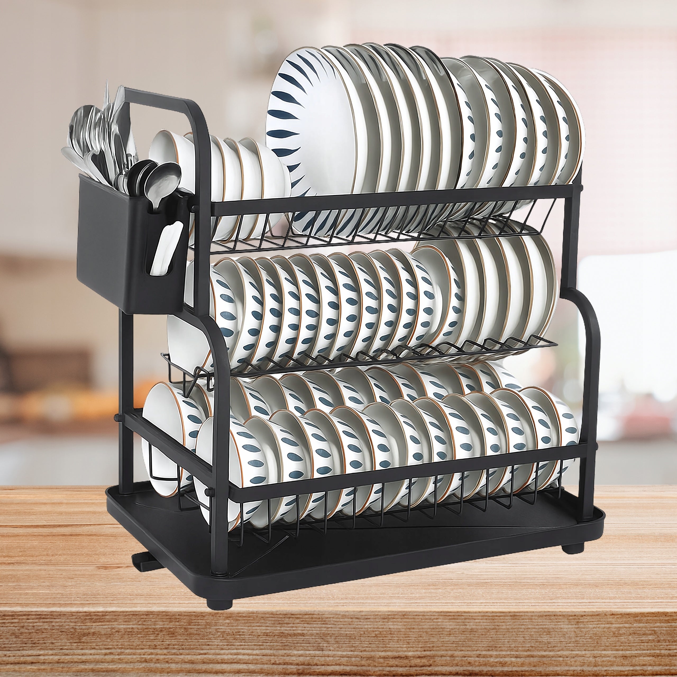 DISH DRYER CUTLERY PLATES CUPS TWO-TIER DRAINER WITH TRAY EAN (GTIN) 5907451372340