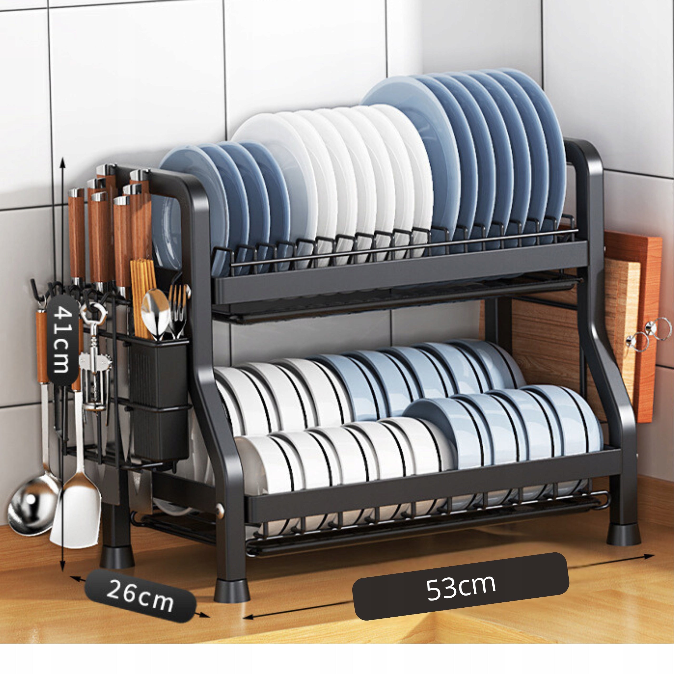 DISH DRYER PLATE DRAINER LARGE XXL TWO-TIER 53x26x41BLACK Packaging status original