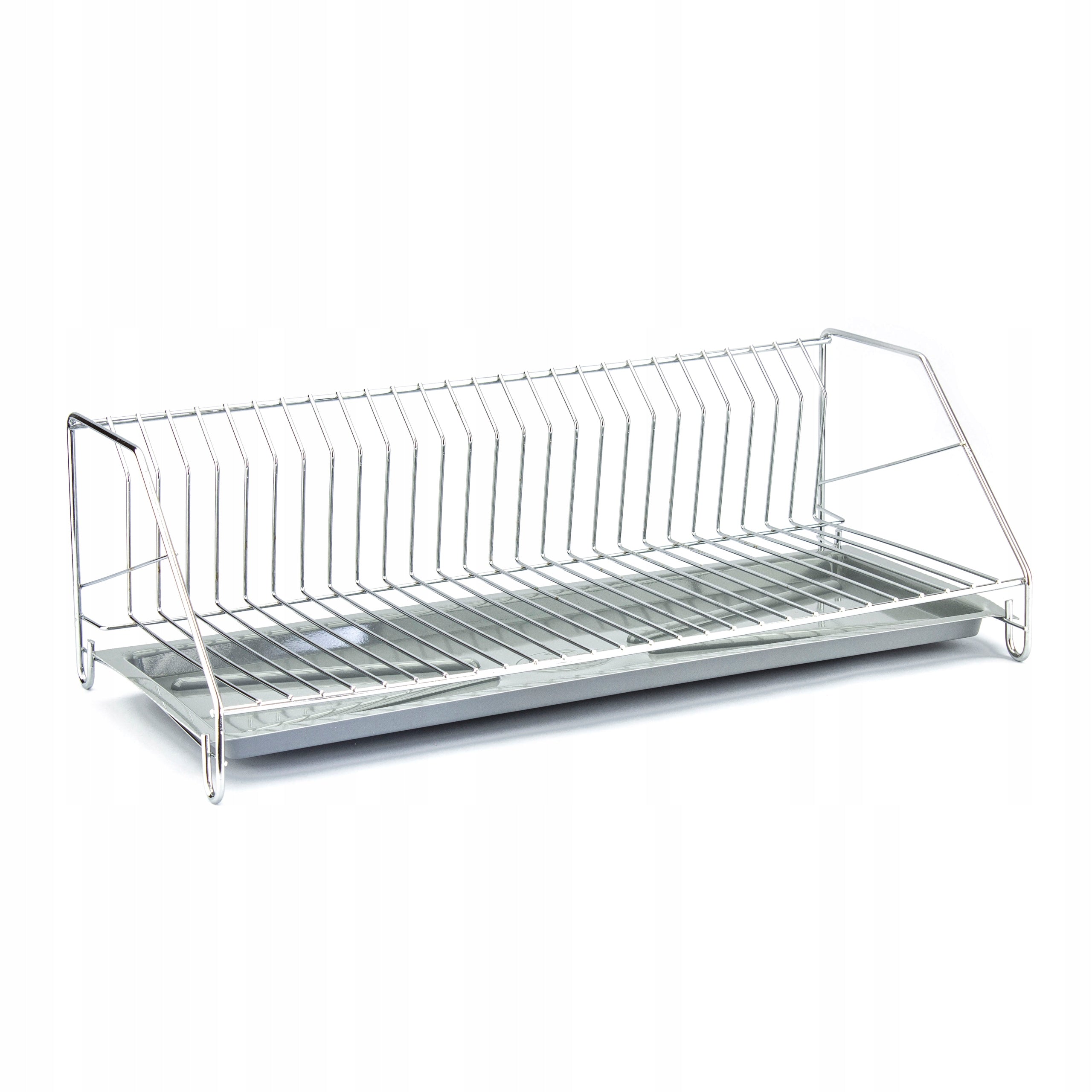 DISH DRYER WITH TRAY DRAINER SILVER CHROME LARGE 50CM STANDING