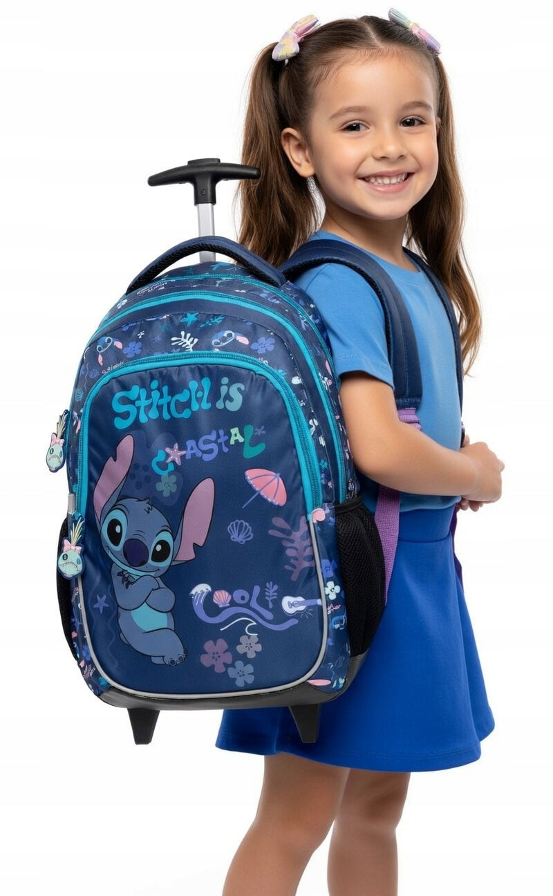 DISNEY STITCH School Backpack with Multi-Chamber Wheels Lilo and Stitch Packaging status original