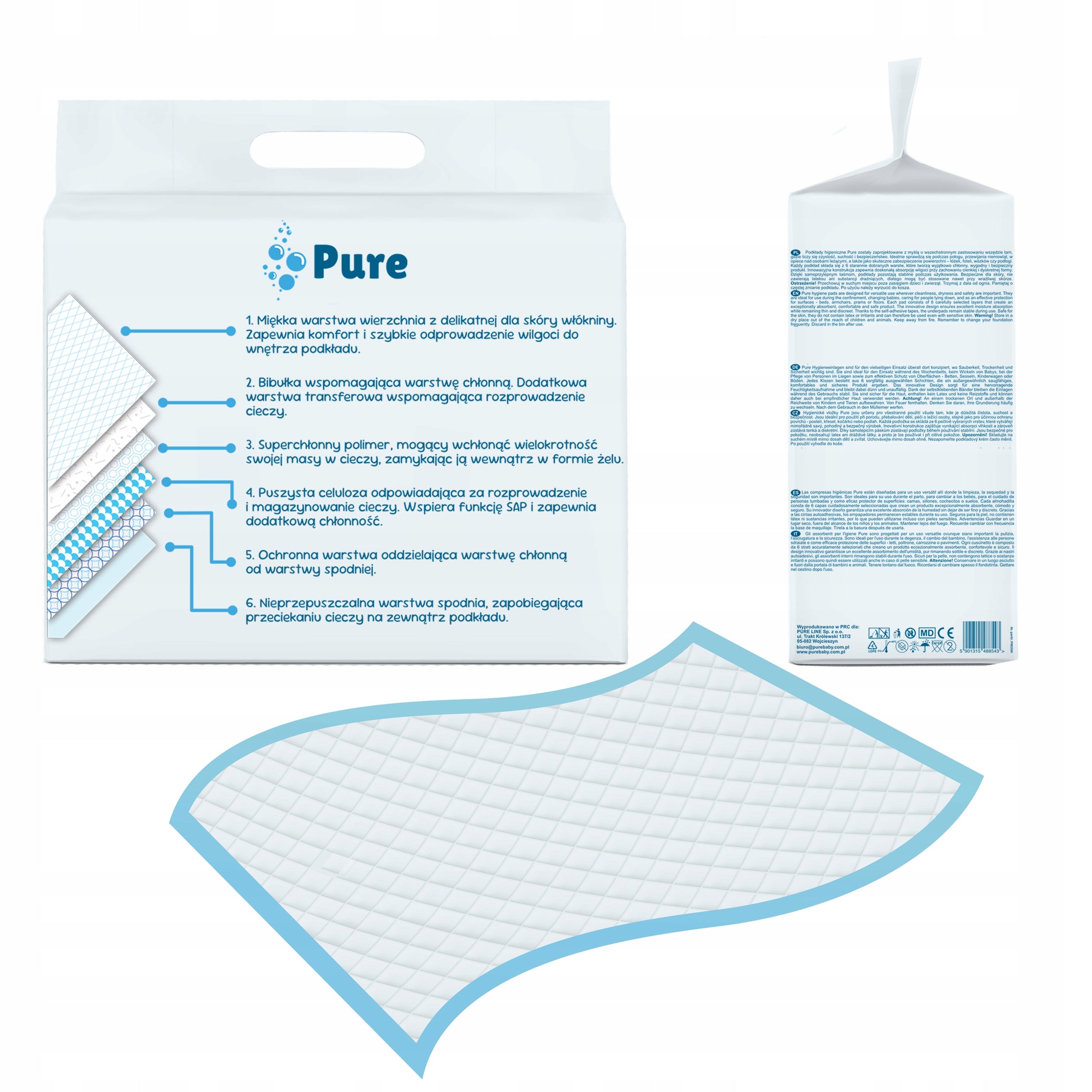 DISPOSABLE PRIMERS 45x60 MULTIFUNCTIONAL HYGIENIC PURE 50 PCS Packaging status original