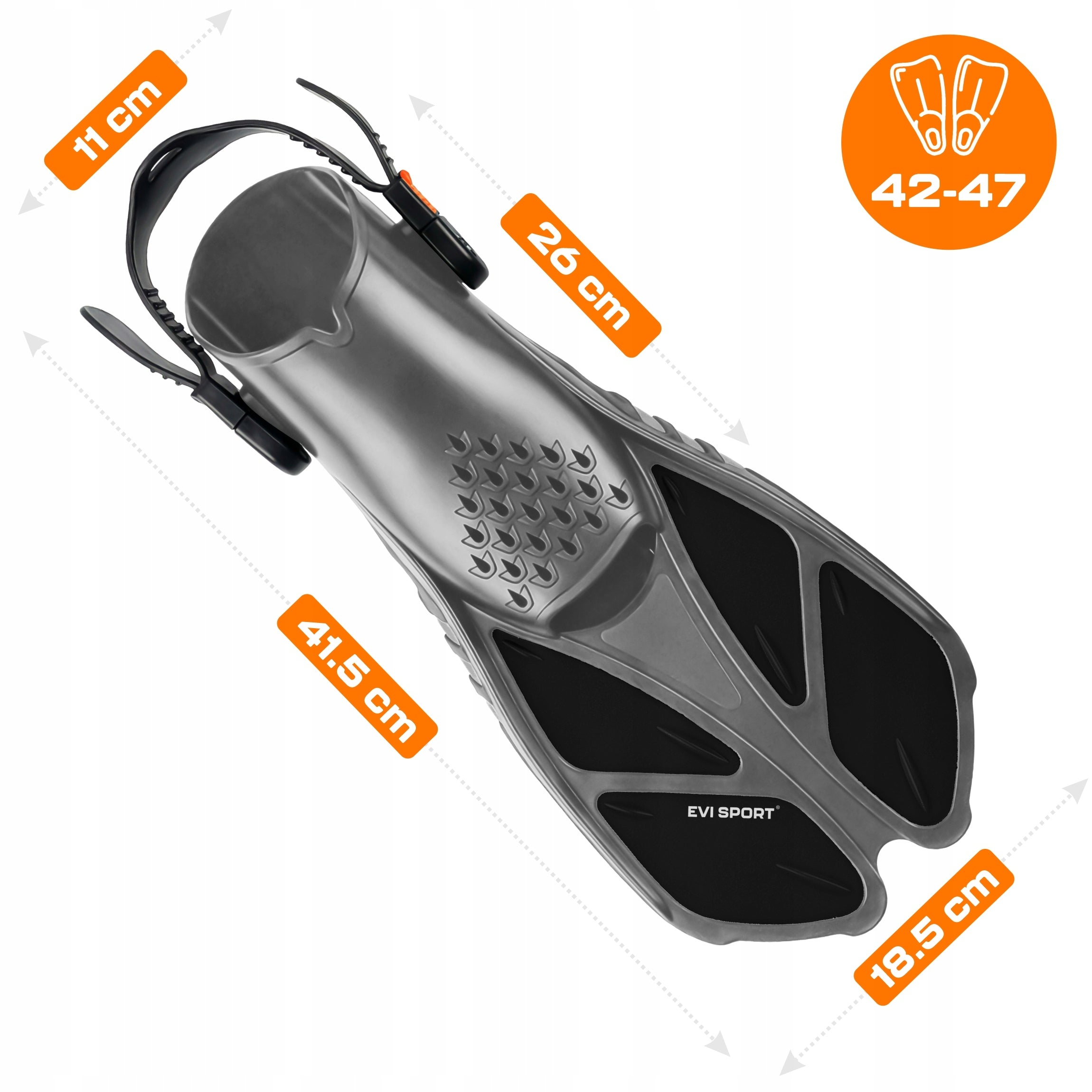 DIVING FINS SNORKELING ADJUSTABLE SHORT 42-47 Packaging status original